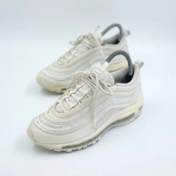 Nike Air Max 97 GS Triple White Sneakers 921522-104 Youth  Size 6Y