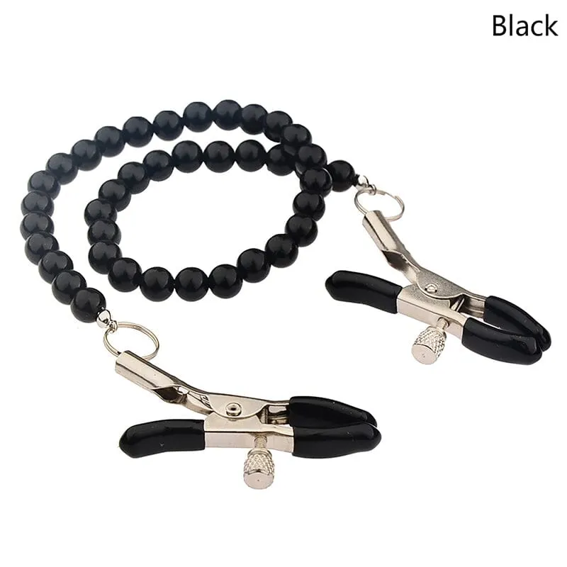 Nipple Clamps With Beaded Pearl Chain
