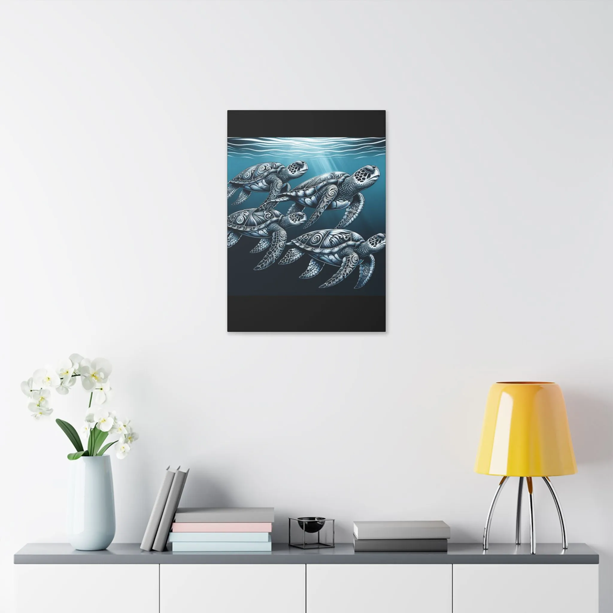 Ocean Turtle Stretched Canvas Art - Nautical Décor for Marine Life Lovers