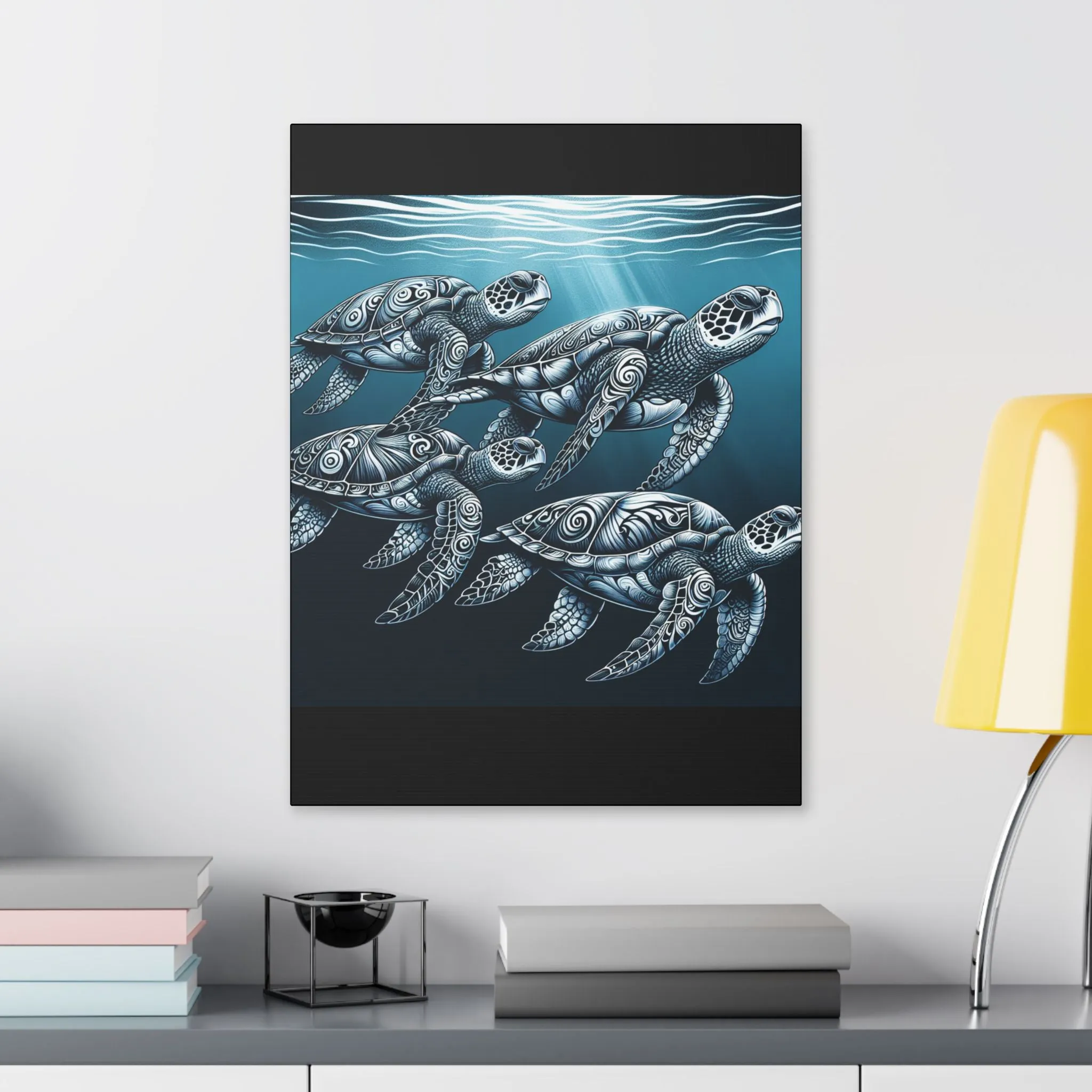 Ocean Turtle Stretched Canvas Art - Nautical Décor for Marine Life Lovers