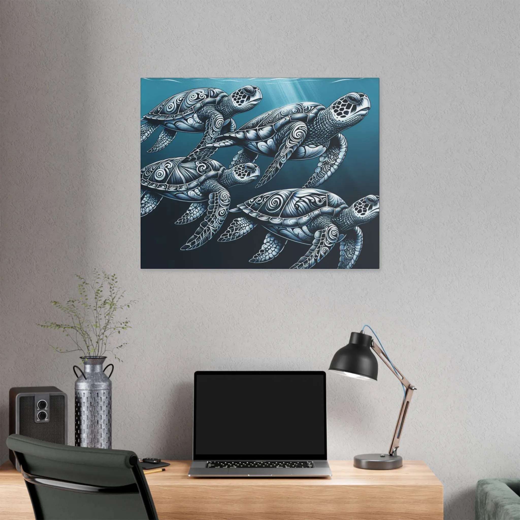 Ocean Turtle Stretched Canvas Art - Nautical Décor for Marine Life Lovers