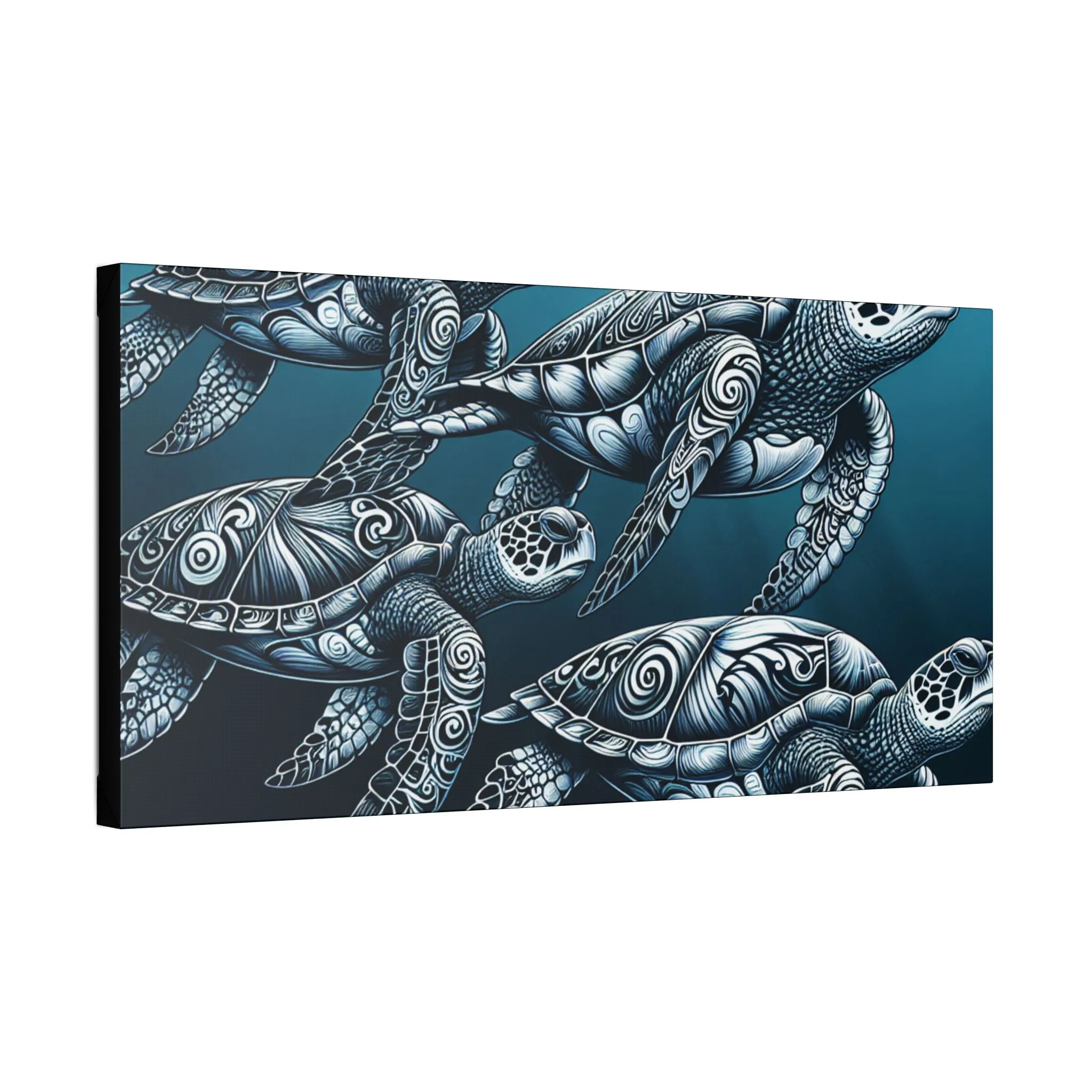 Ocean Turtle Stretched Canvas Art - Nautical Décor for Marine Life Lovers