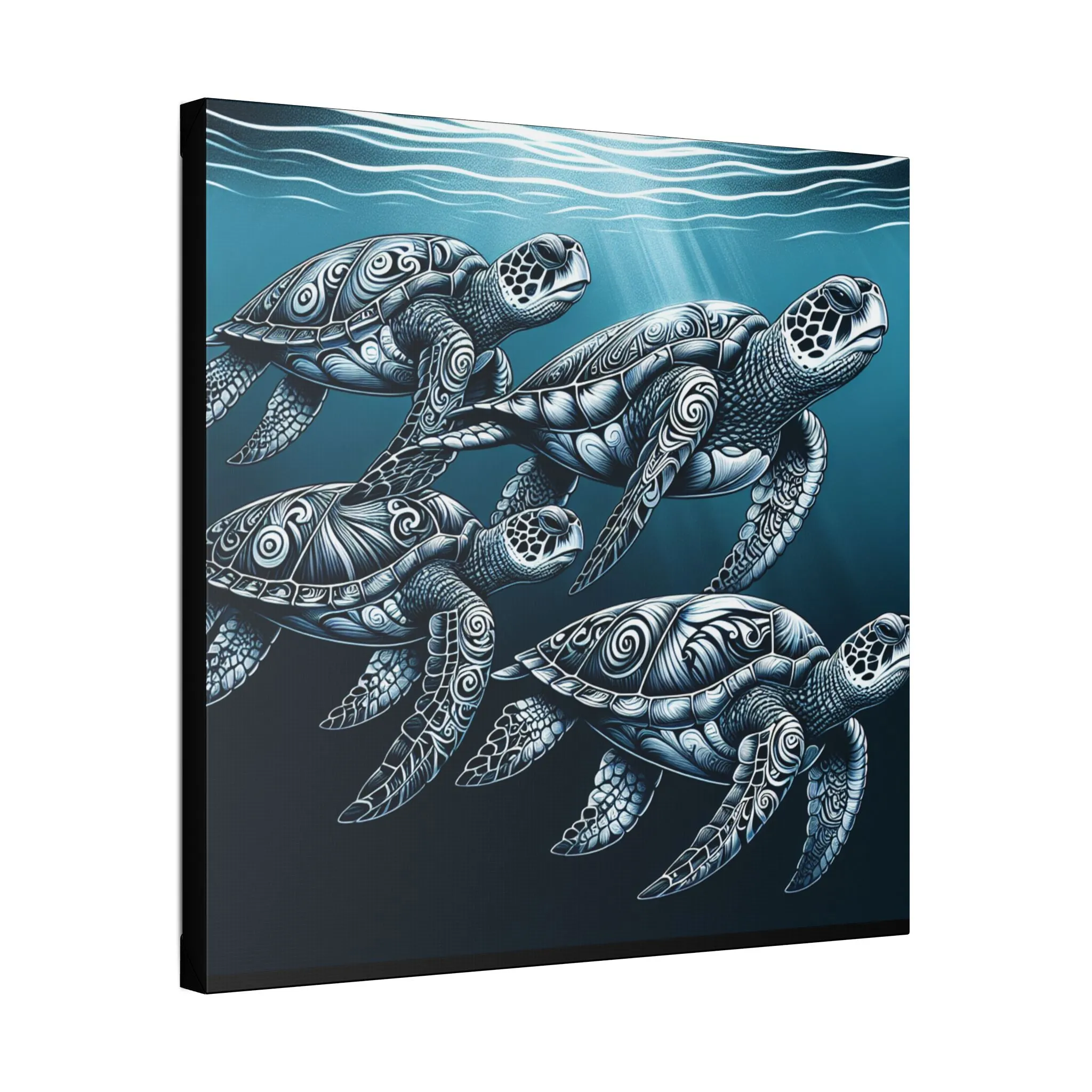 Ocean Turtle Stretched Canvas Art - Nautical Décor for Marine Life Lovers