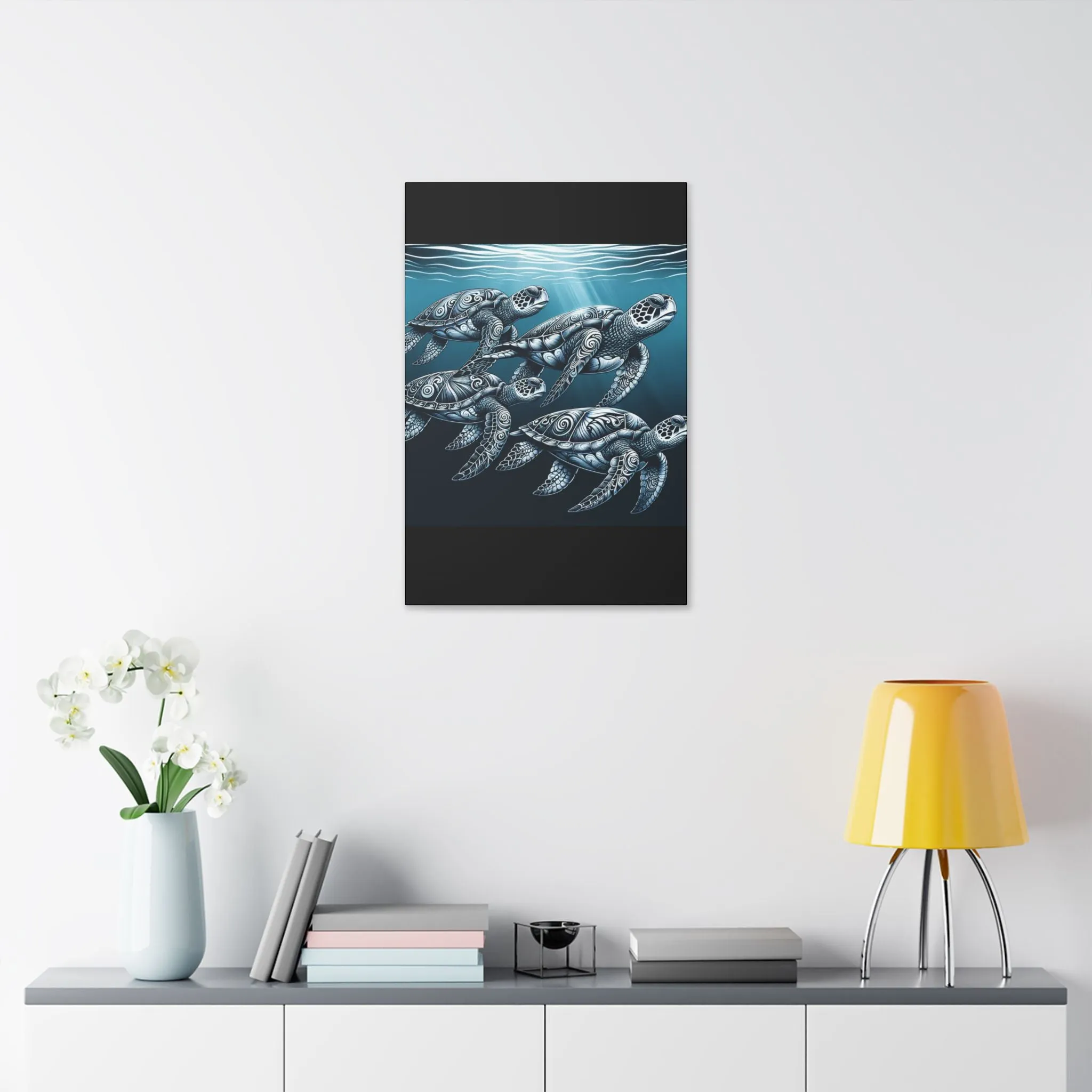Ocean Turtle Stretched Canvas Art - Nautical Décor for Marine Life Lovers