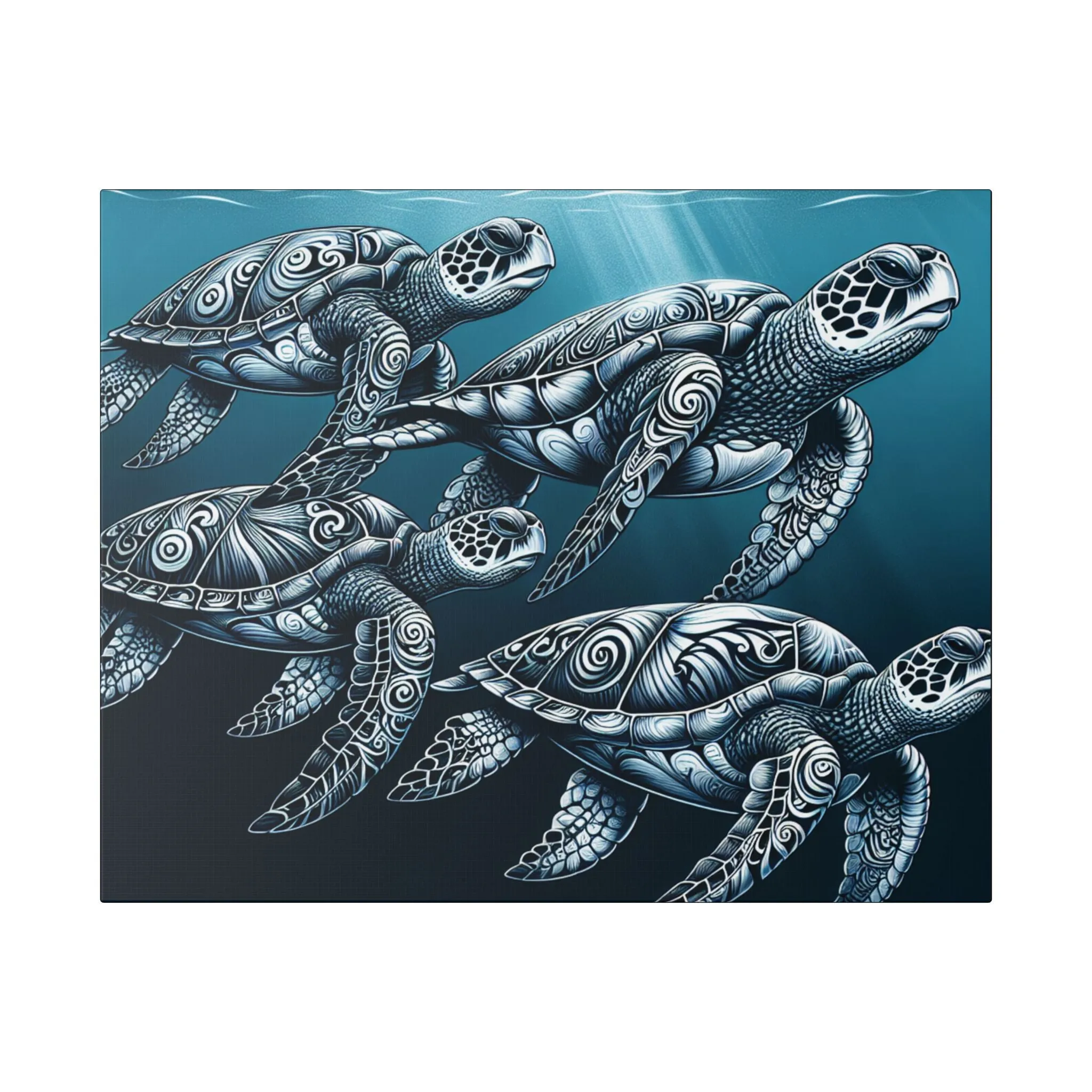 Ocean Turtle Stretched Canvas Art - Nautical Décor for Marine Life Lovers