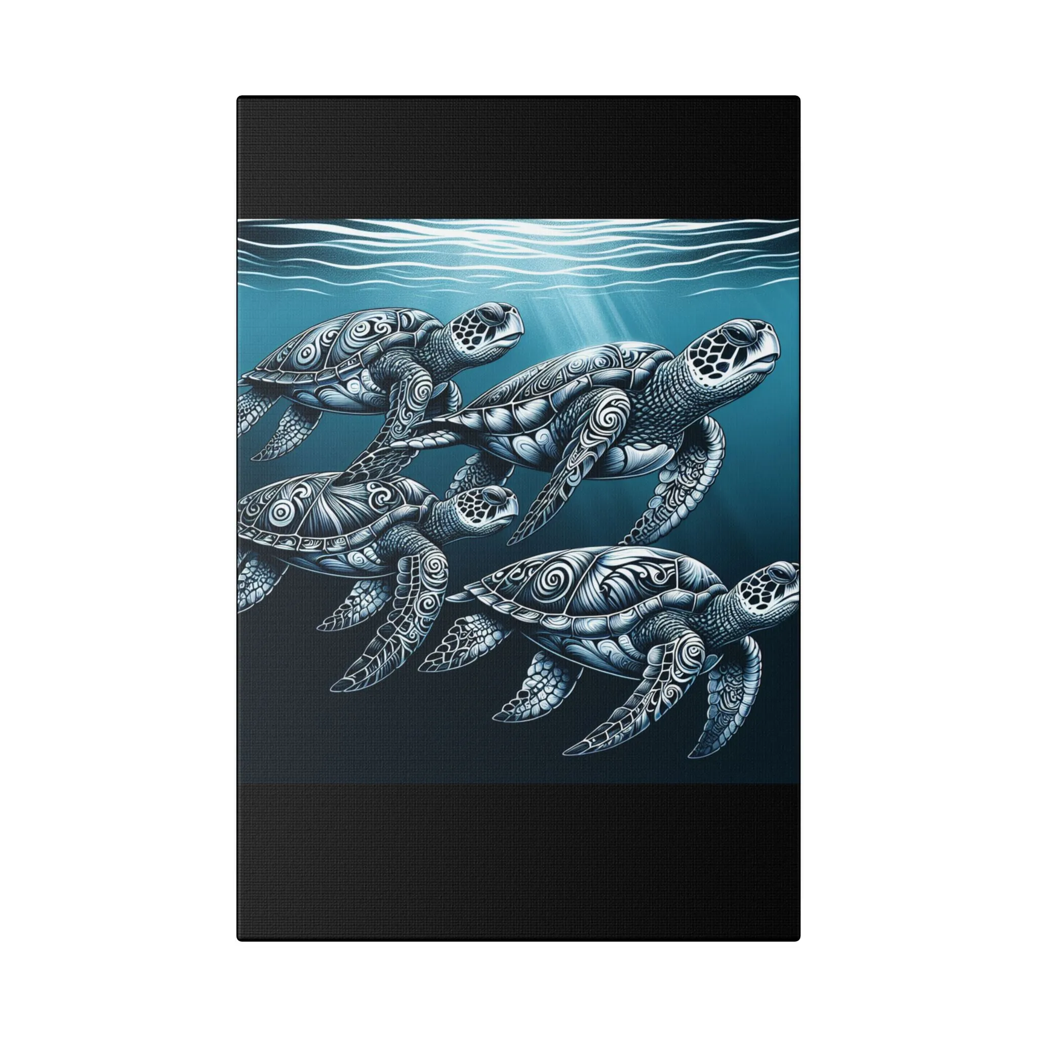 Ocean Turtle Stretched Canvas Art - Nautical Décor for Marine Life Lovers