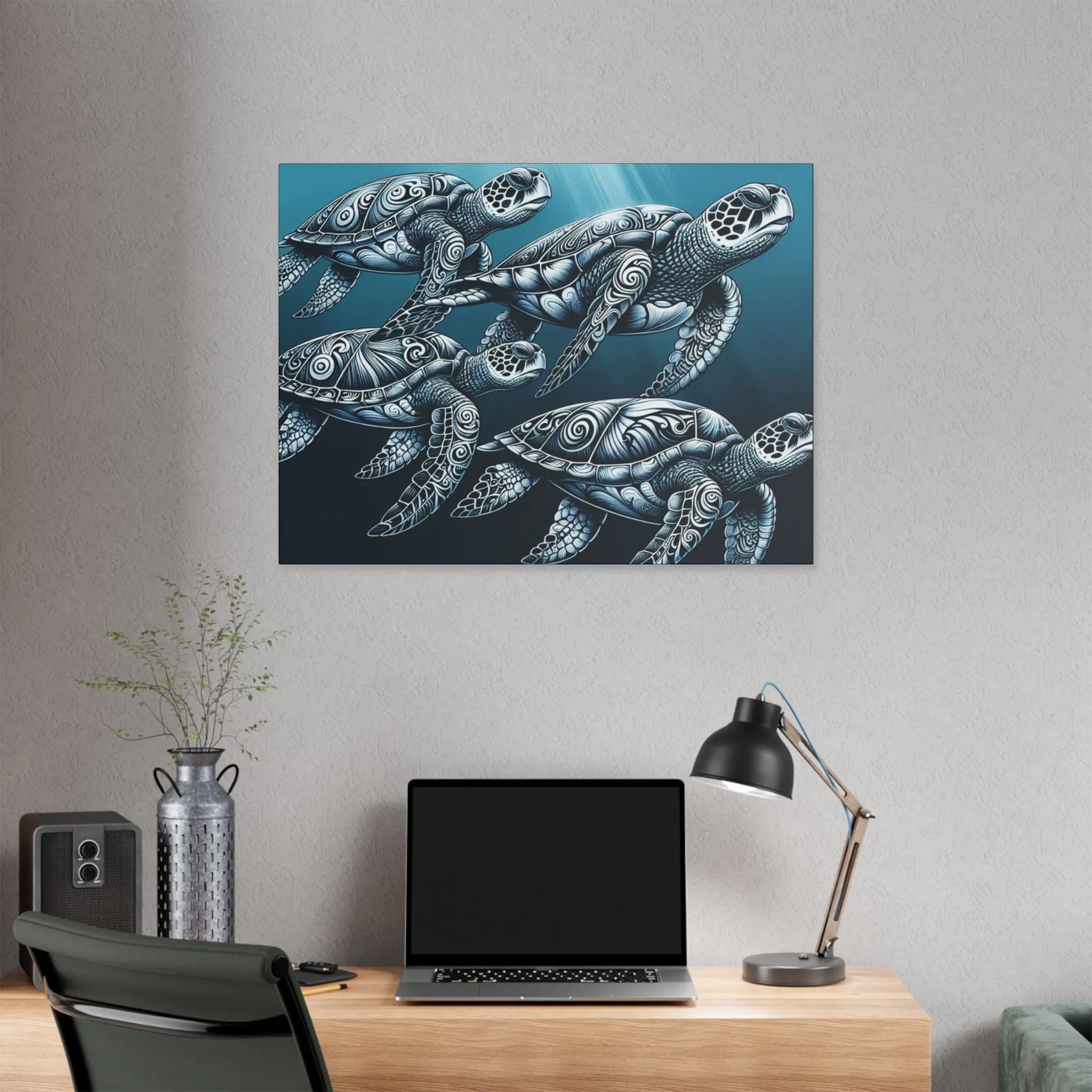 Ocean Turtle Stretched Canvas Art - Nautical Décor for Marine Life Lovers