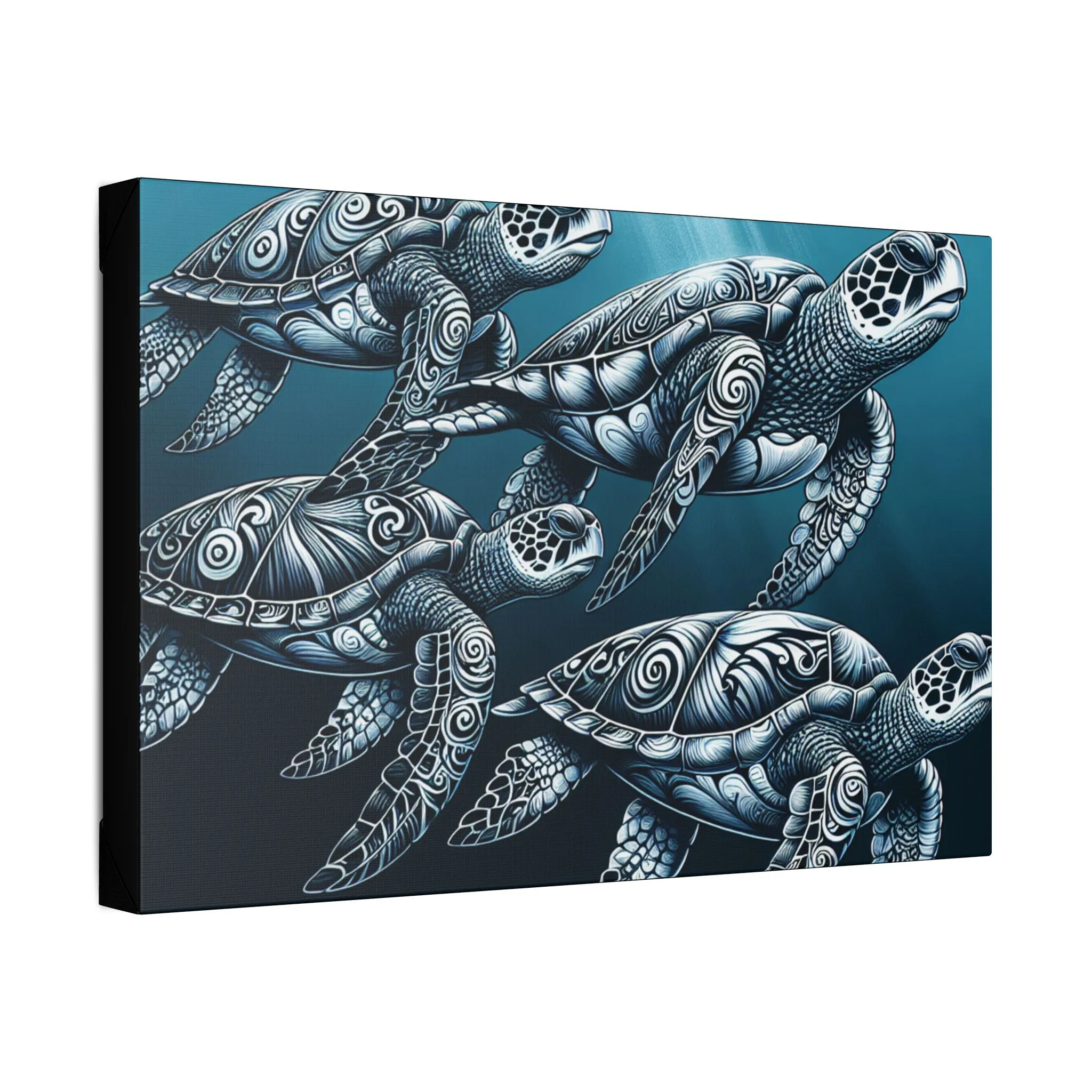 Ocean Turtle Stretched Canvas Art - Nautical Décor for Marine Life Lovers