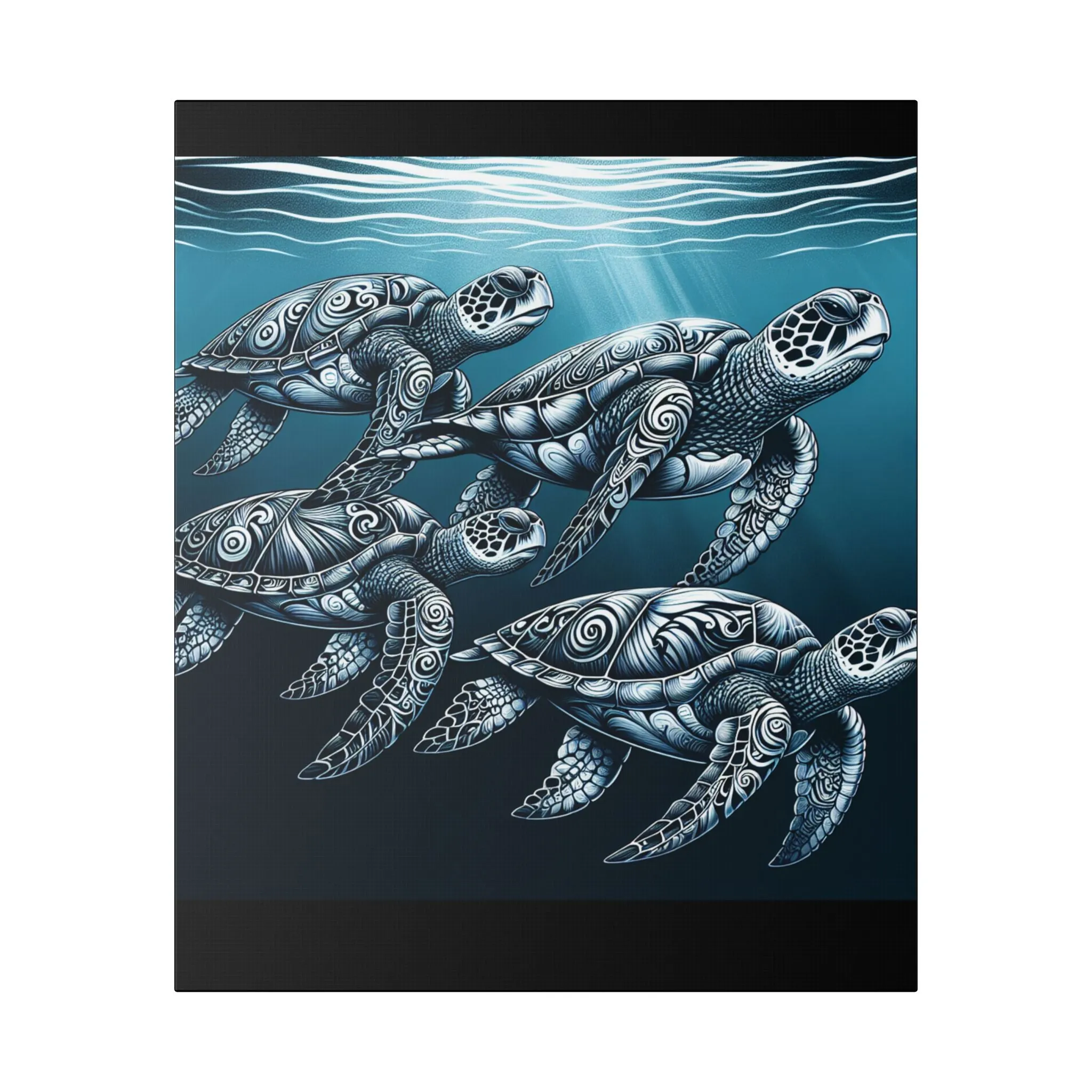 Ocean Turtle Stretched Canvas Art - Nautical Décor for Marine Life Lovers
