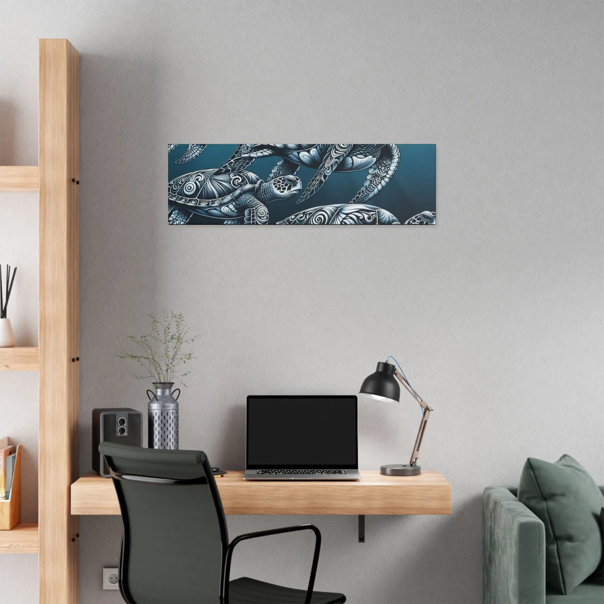 Ocean Turtle Stretched Canvas Art - Nautical Décor for Marine Life Lovers