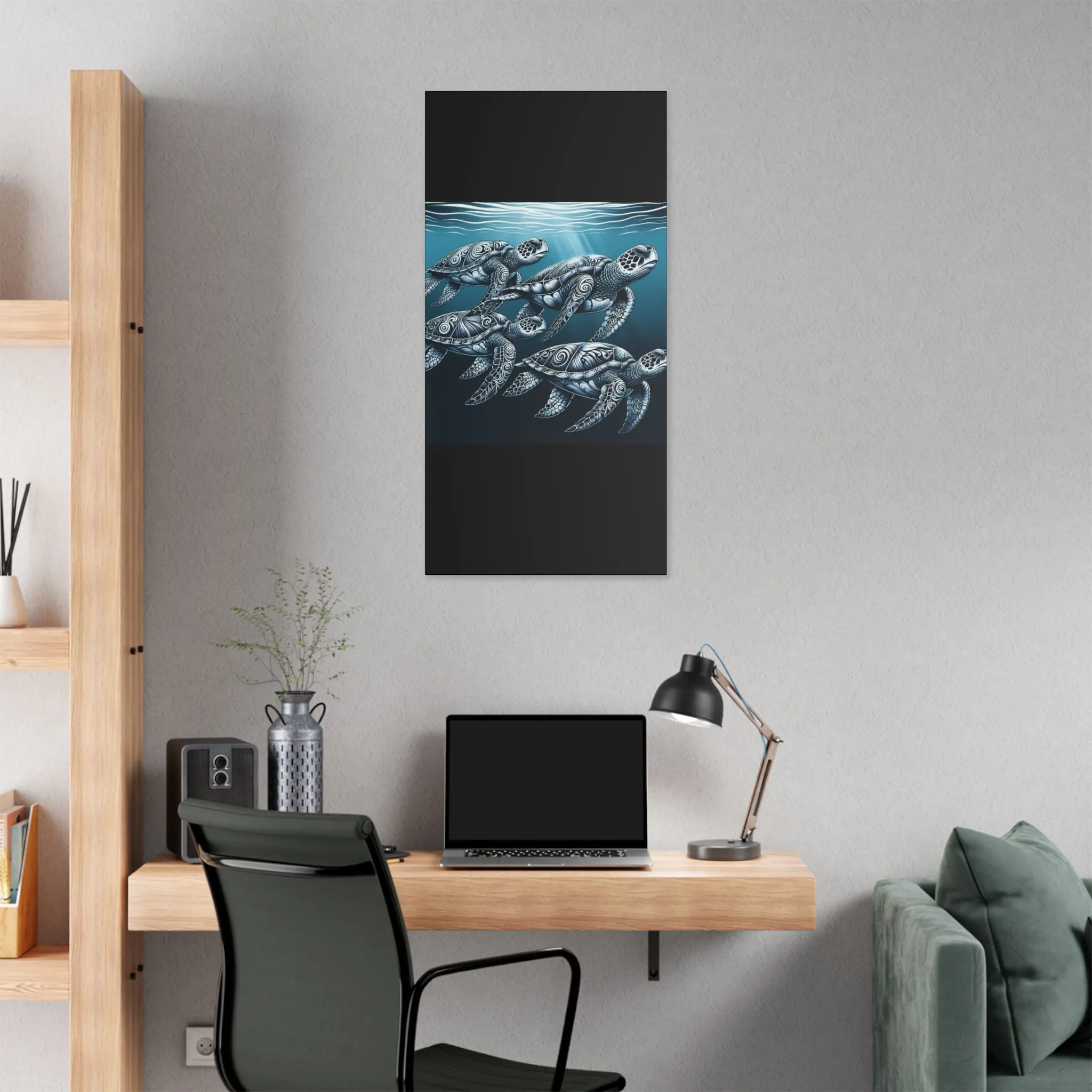 Ocean Turtle Stretched Canvas Art - Nautical Décor for Marine Life Lovers