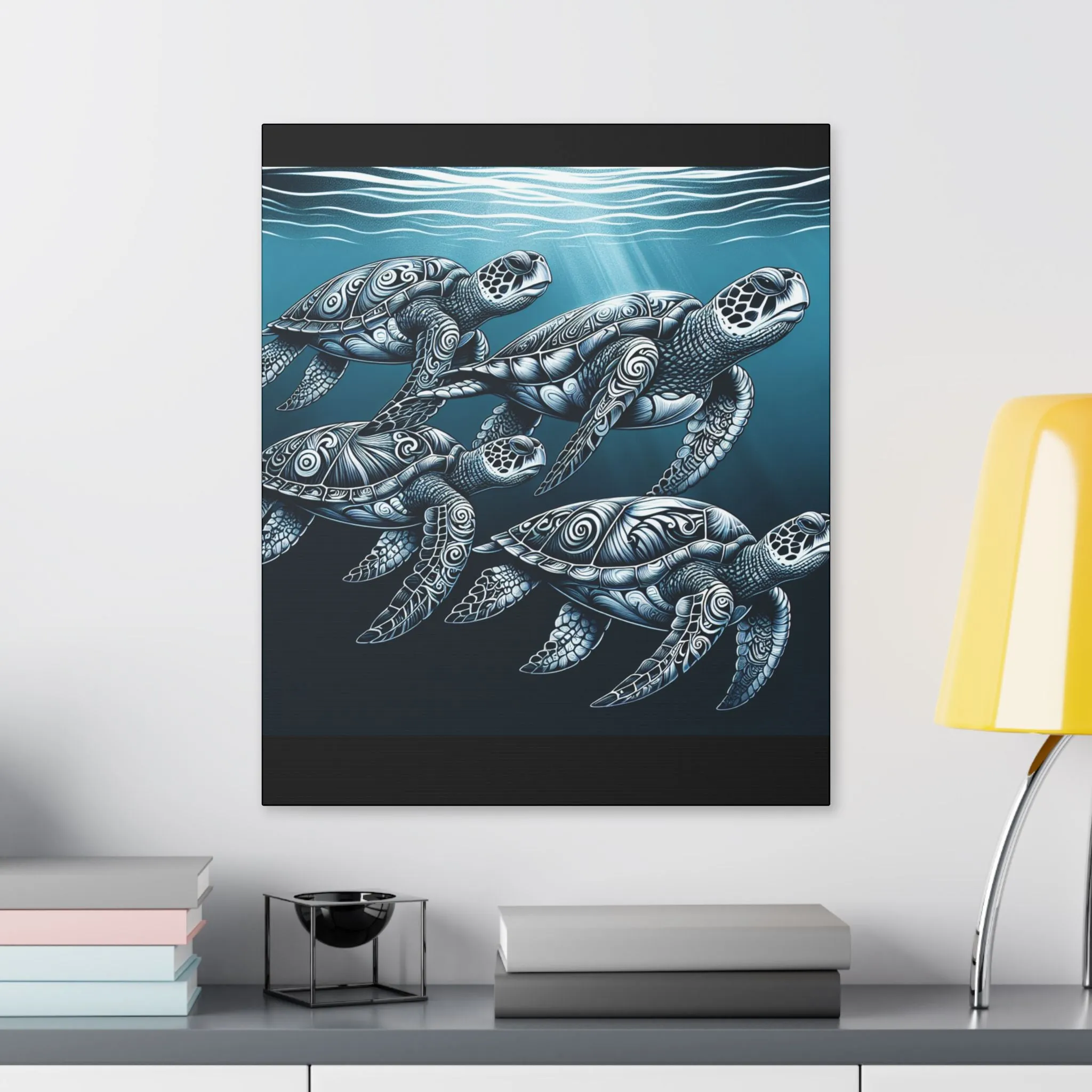 Ocean Turtle Stretched Canvas Art - Nautical Décor for Marine Life Lovers
