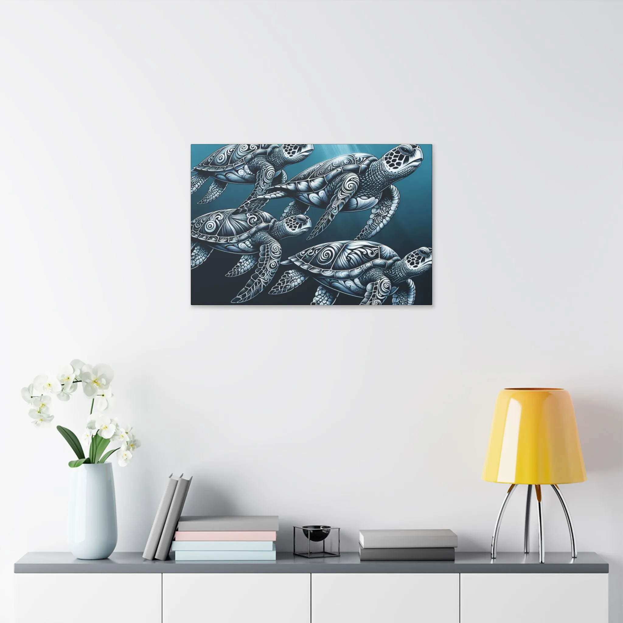 Ocean Turtle Stretched Canvas Art - Nautical Décor for Marine Life Lovers