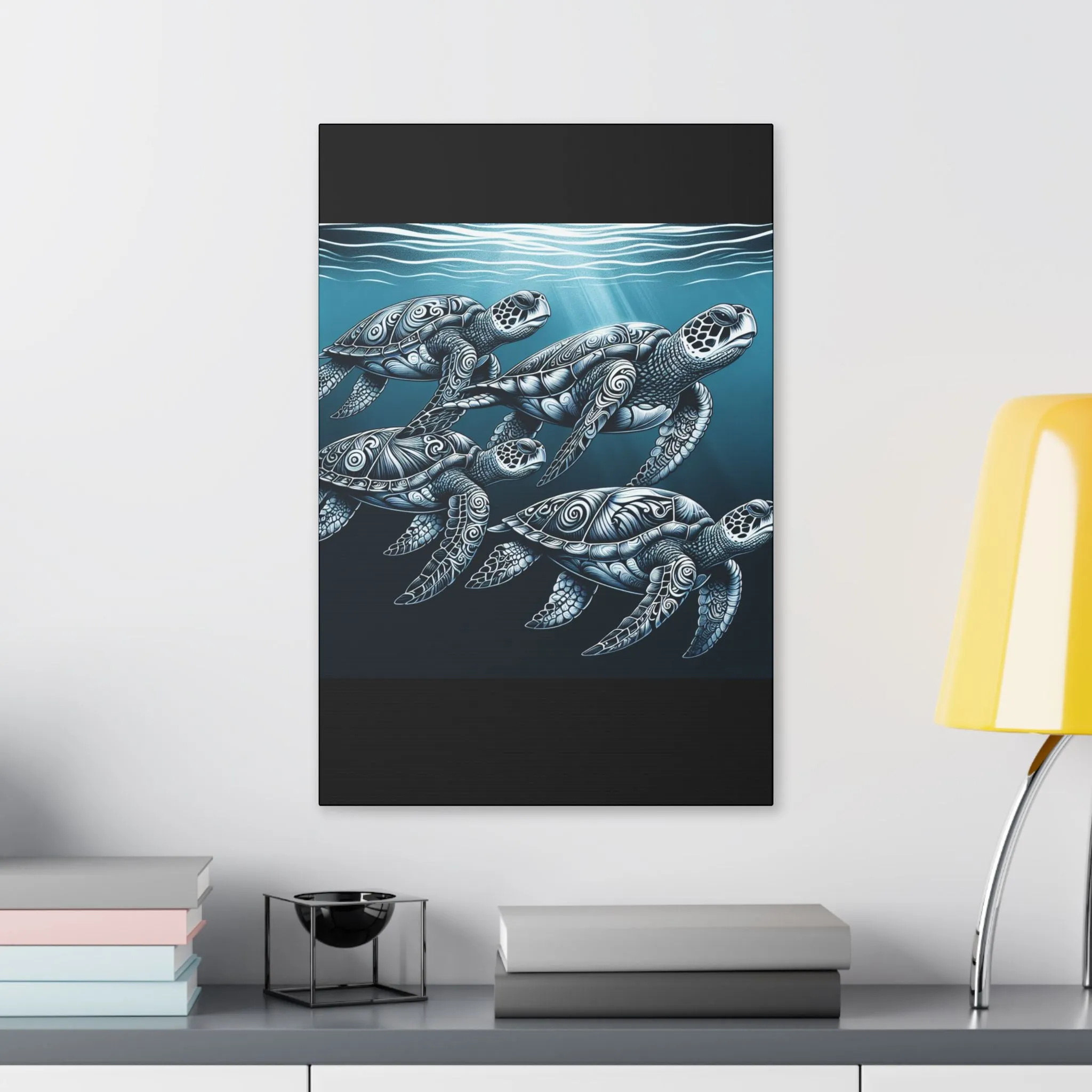 Ocean Turtle Stretched Canvas Art - Nautical Décor for Marine Life Lovers
