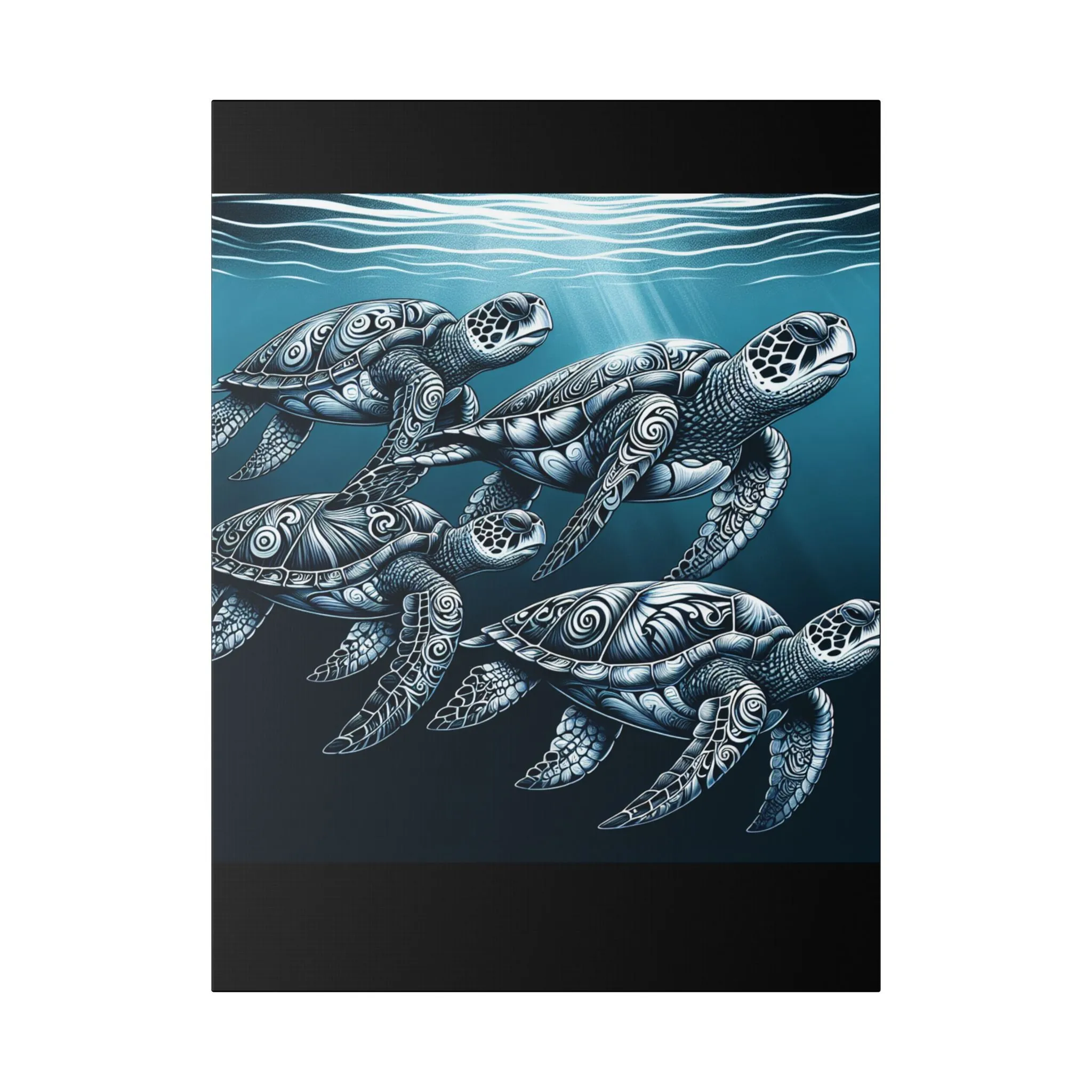 Ocean Turtle Stretched Canvas Art - Nautical Décor for Marine Life Lovers