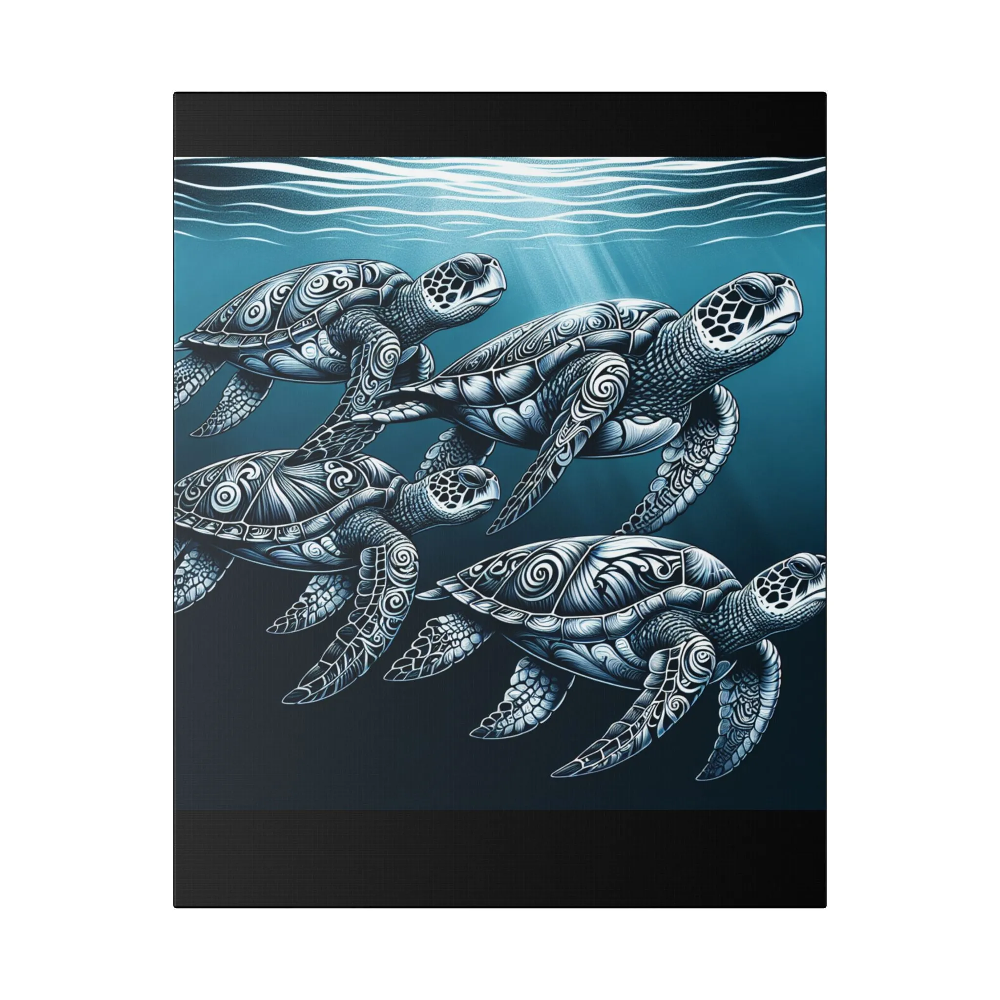 Ocean Turtle Stretched Canvas Art - Nautical Décor for Marine Life Lovers