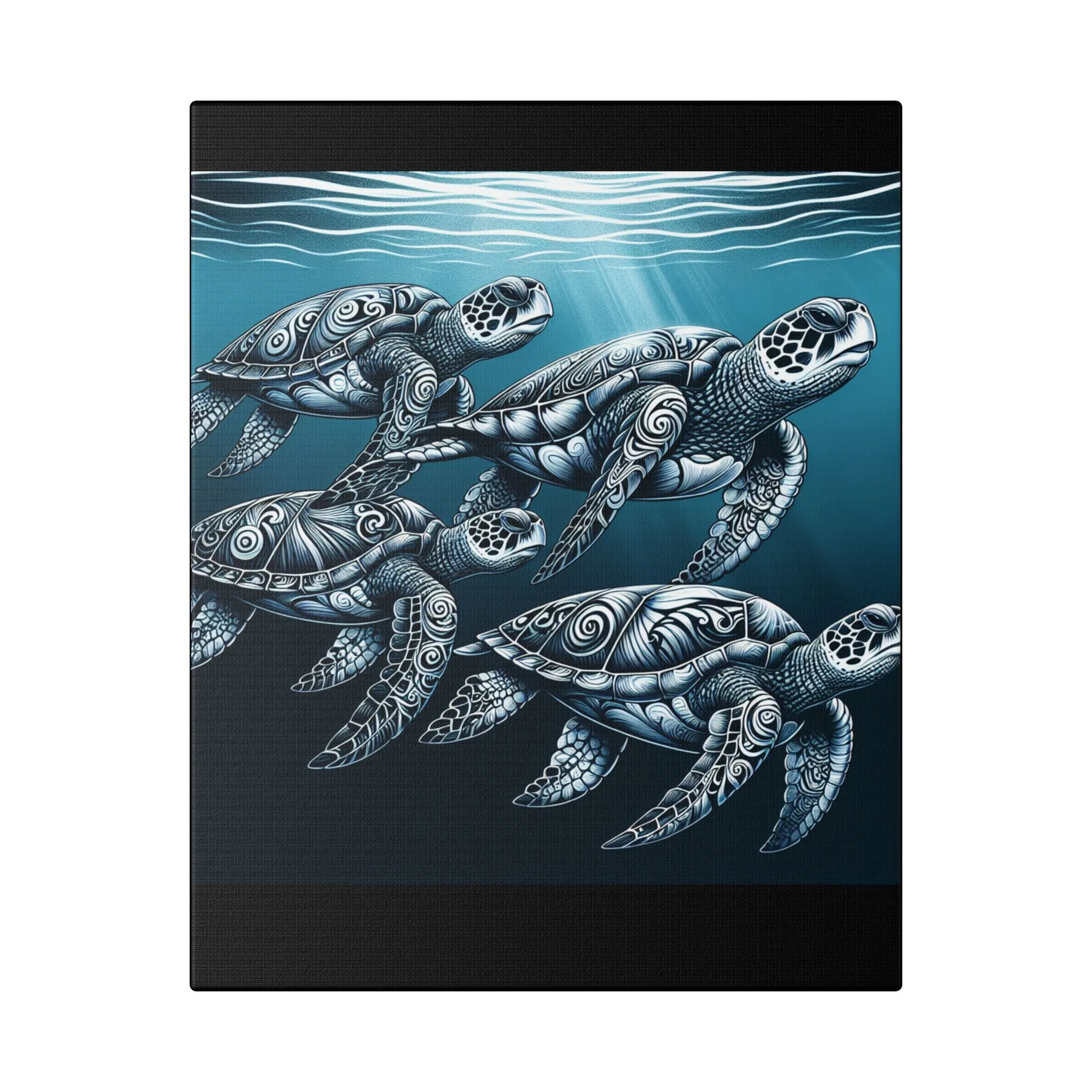 Ocean Turtle Stretched Canvas Art - Nautical Décor for Marine Life Lovers