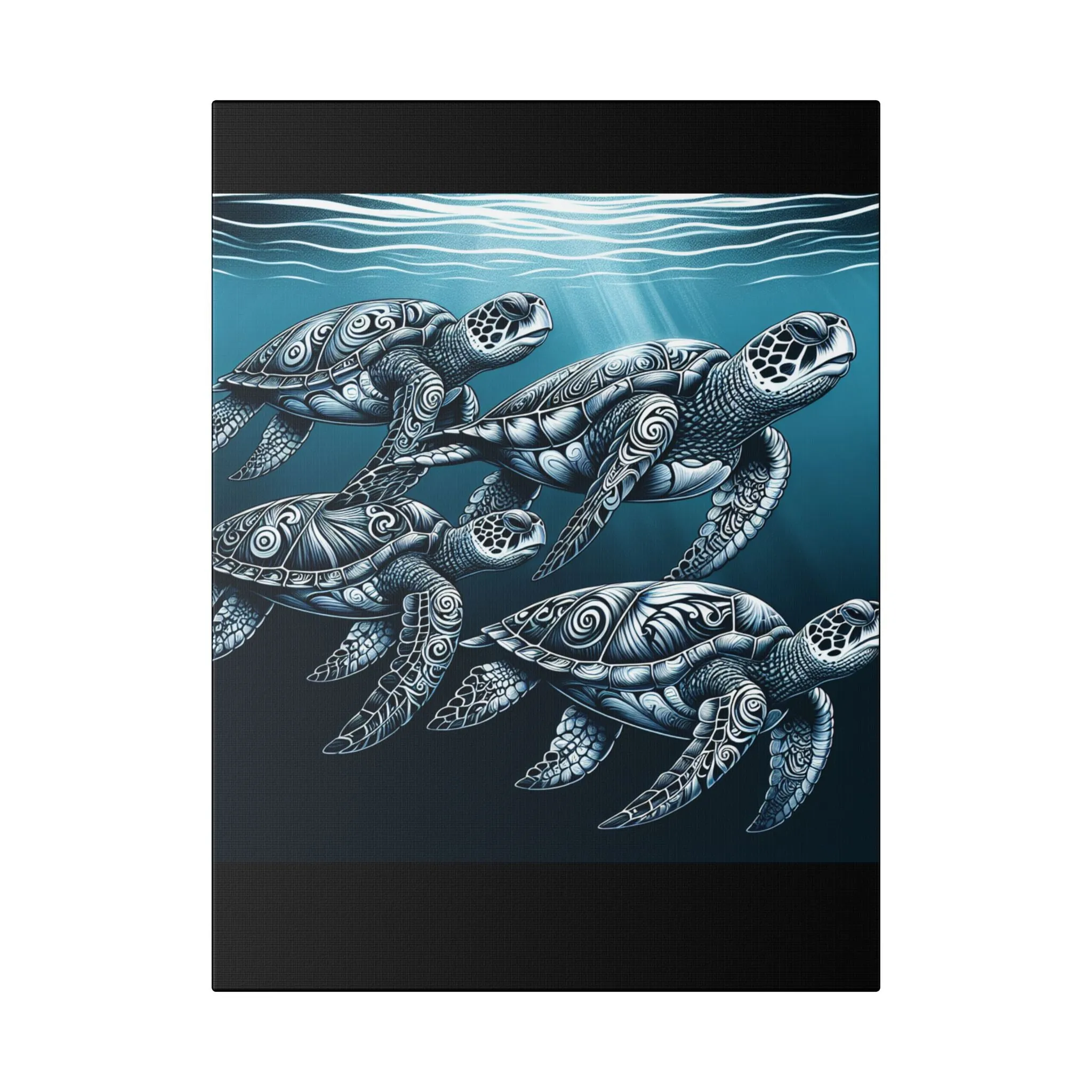 Ocean Turtle Stretched Canvas Art - Nautical Décor for Marine Life Lovers