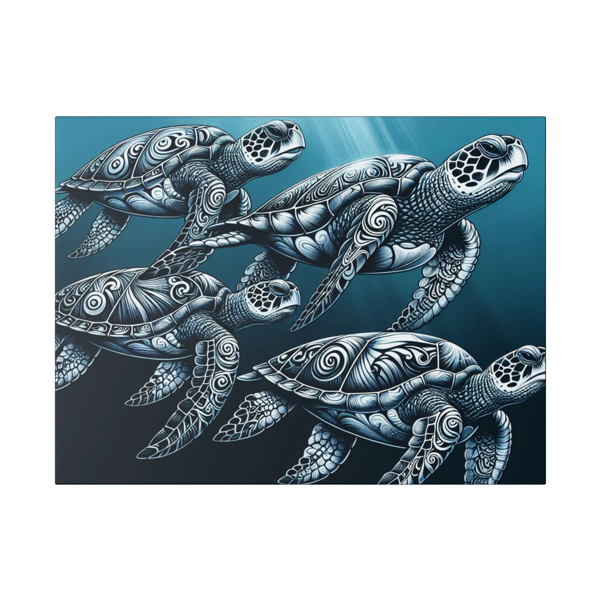 Ocean Turtle Stretched Canvas Art - Nautical Décor for Marine Life Lovers
