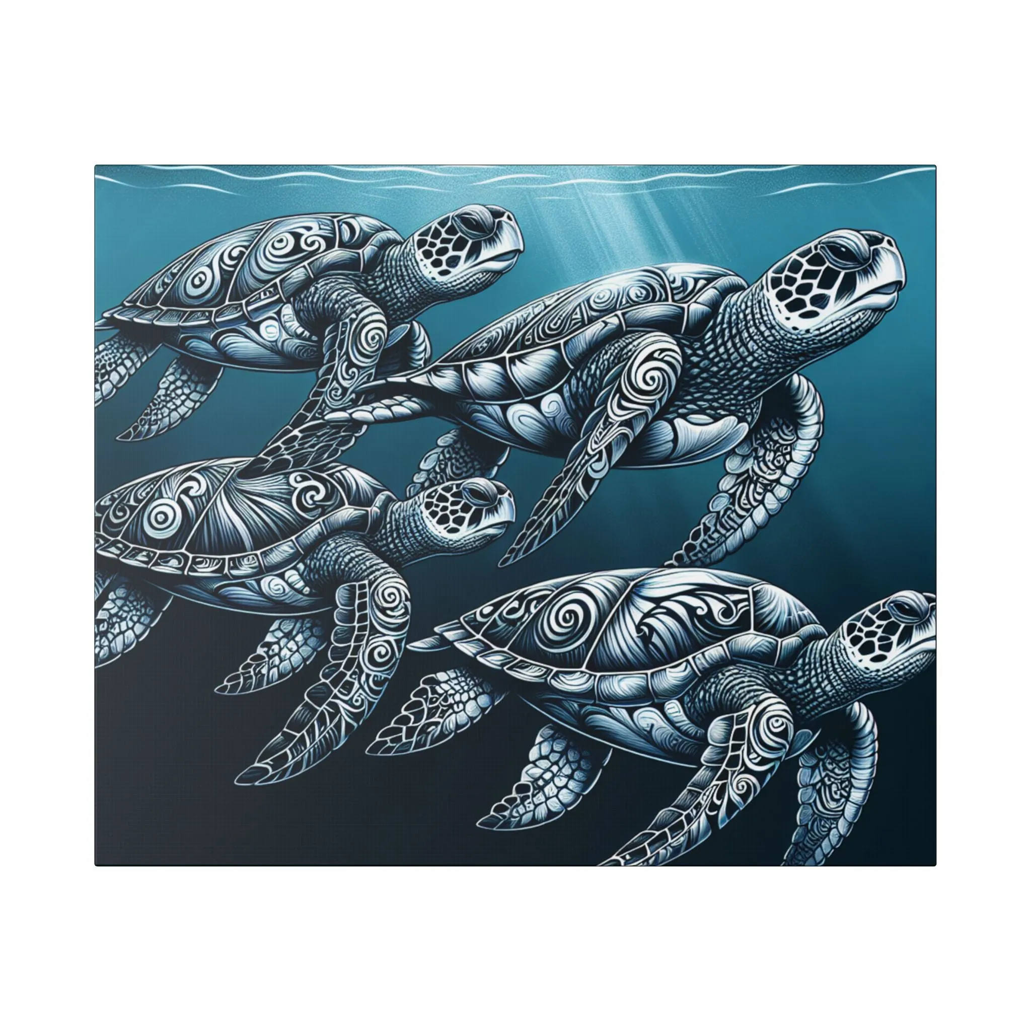Ocean Turtle Stretched Canvas Art - Nautical Décor for Marine Life Lovers