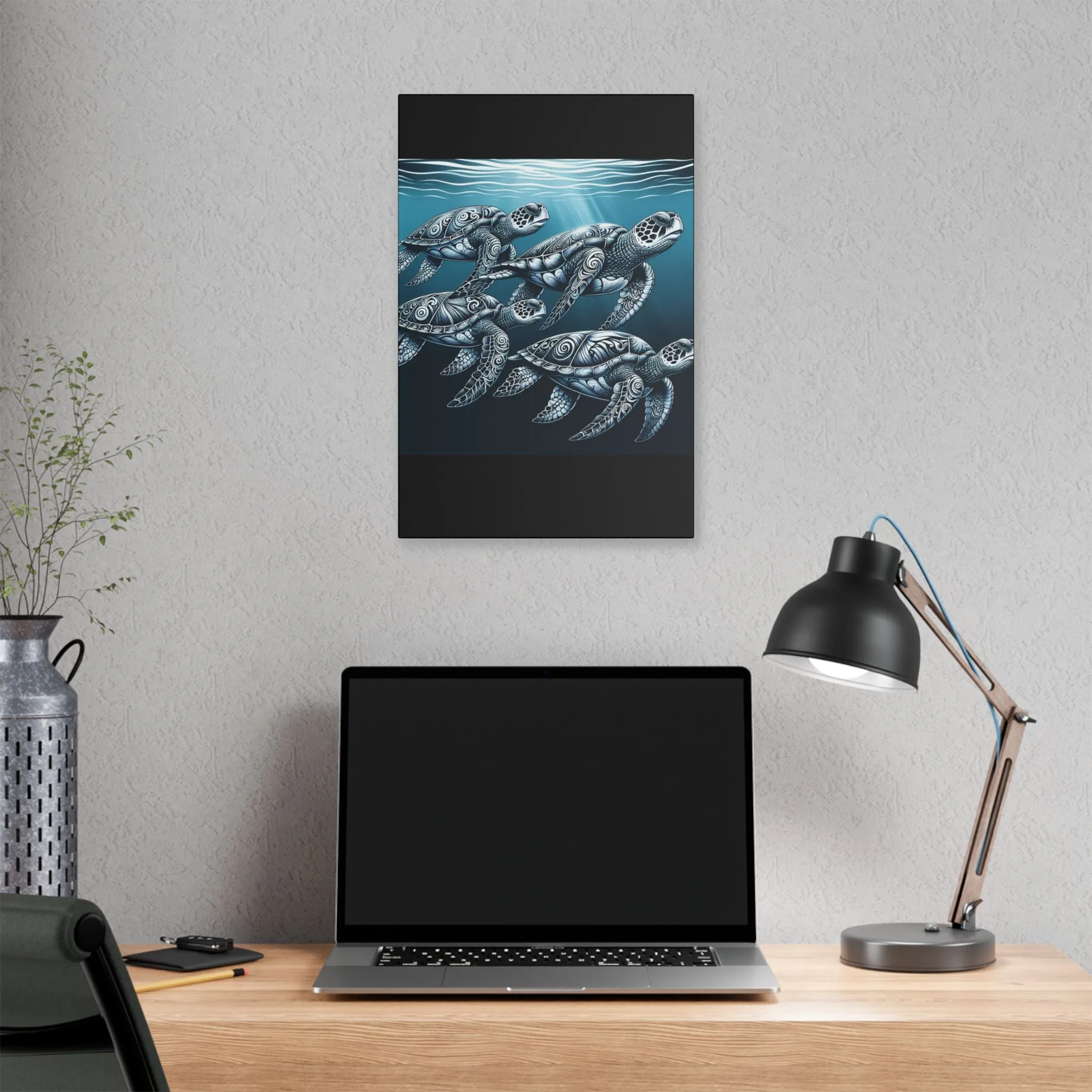 Ocean Turtle Stretched Canvas Art - Nautical Décor for Marine Life Lovers