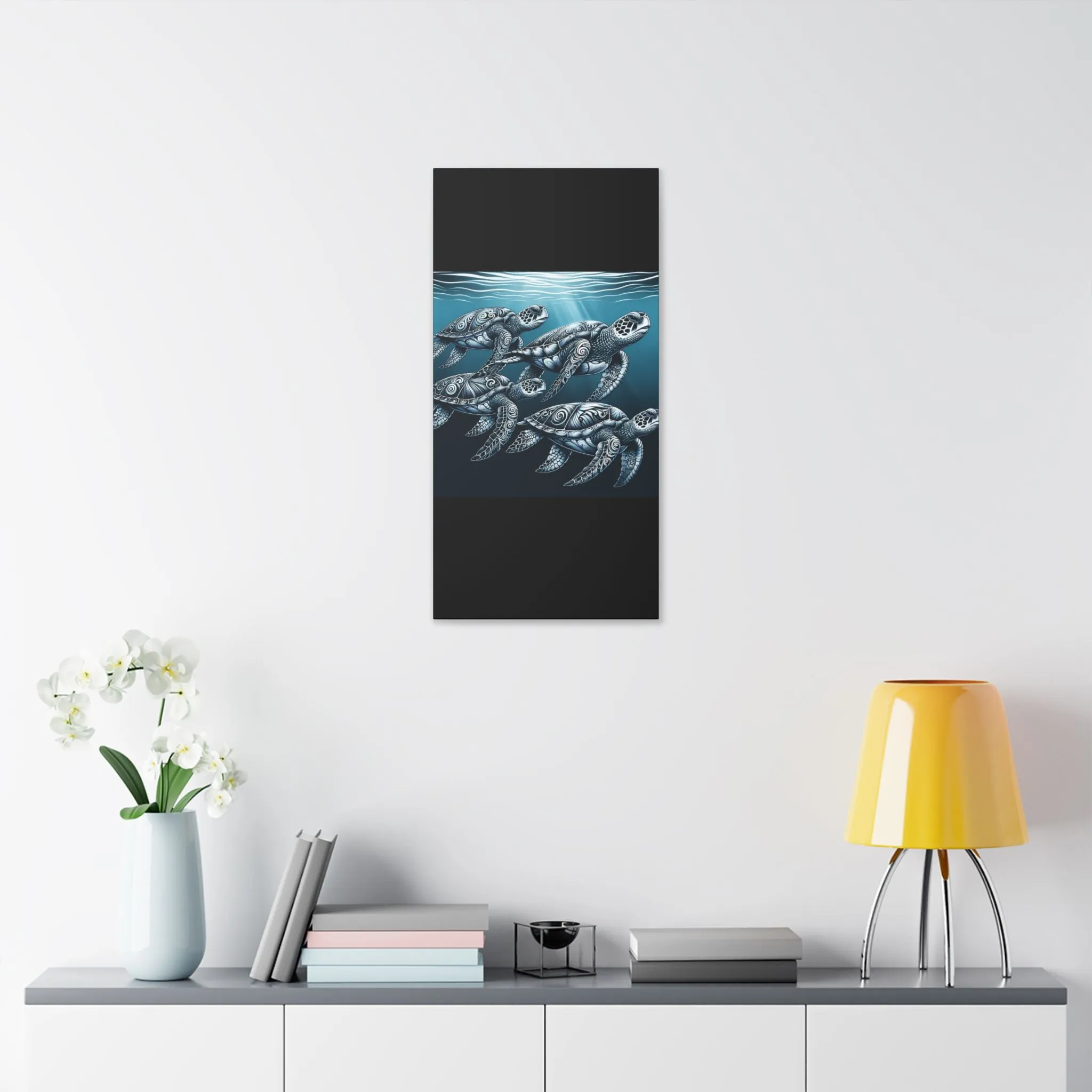 Ocean Turtle Stretched Canvas Art - Nautical Décor for Marine Life Lovers