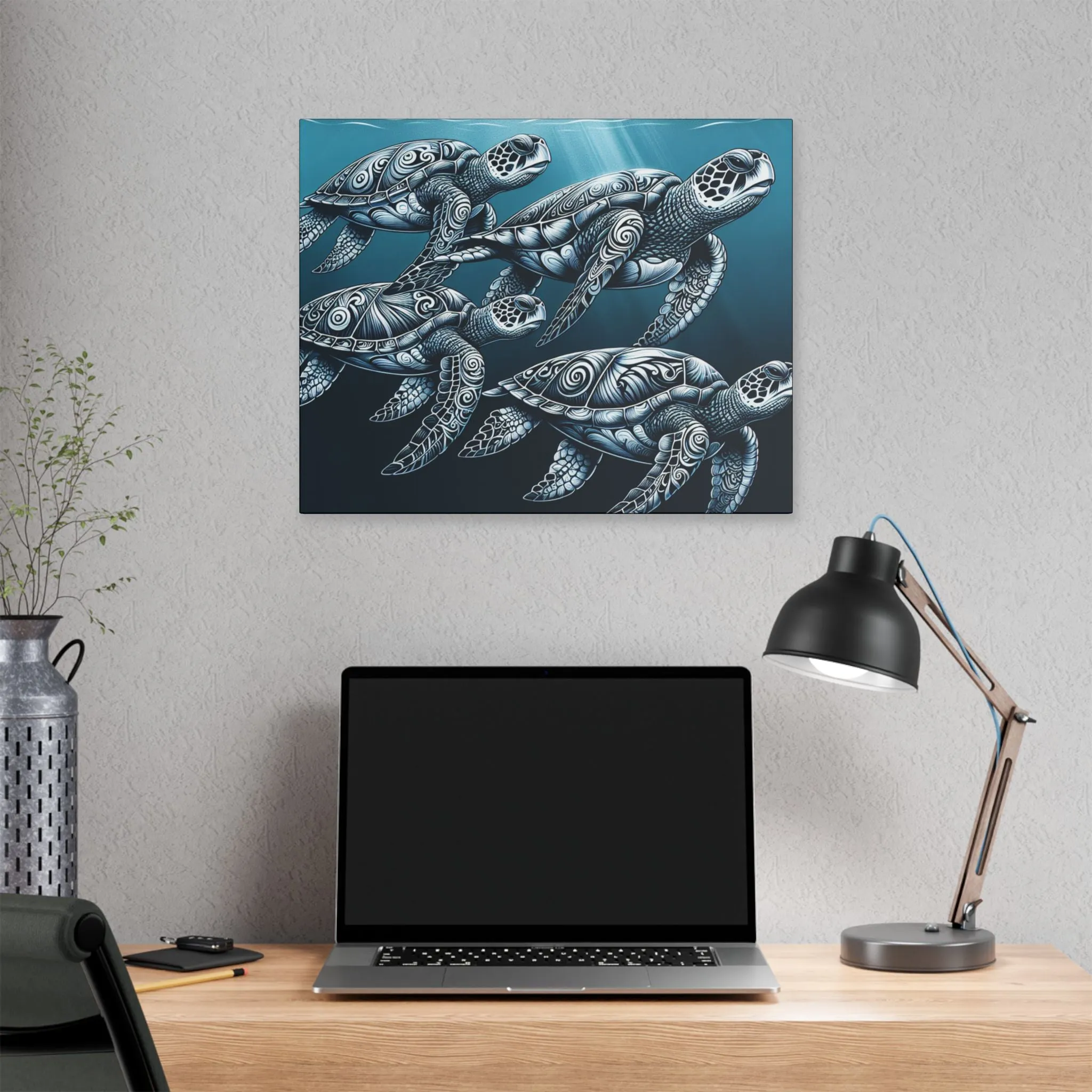 Ocean Turtle Stretched Canvas Art - Nautical Décor for Marine Life Lovers