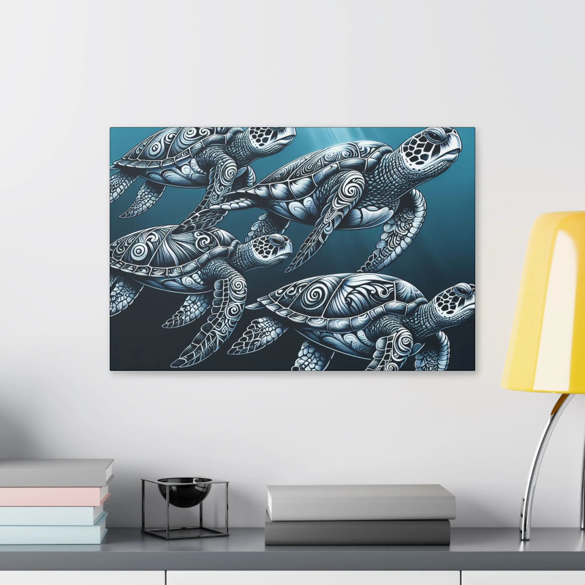 Ocean Turtle Stretched Canvas Art - Nautical Décor for Marine Life Lovers