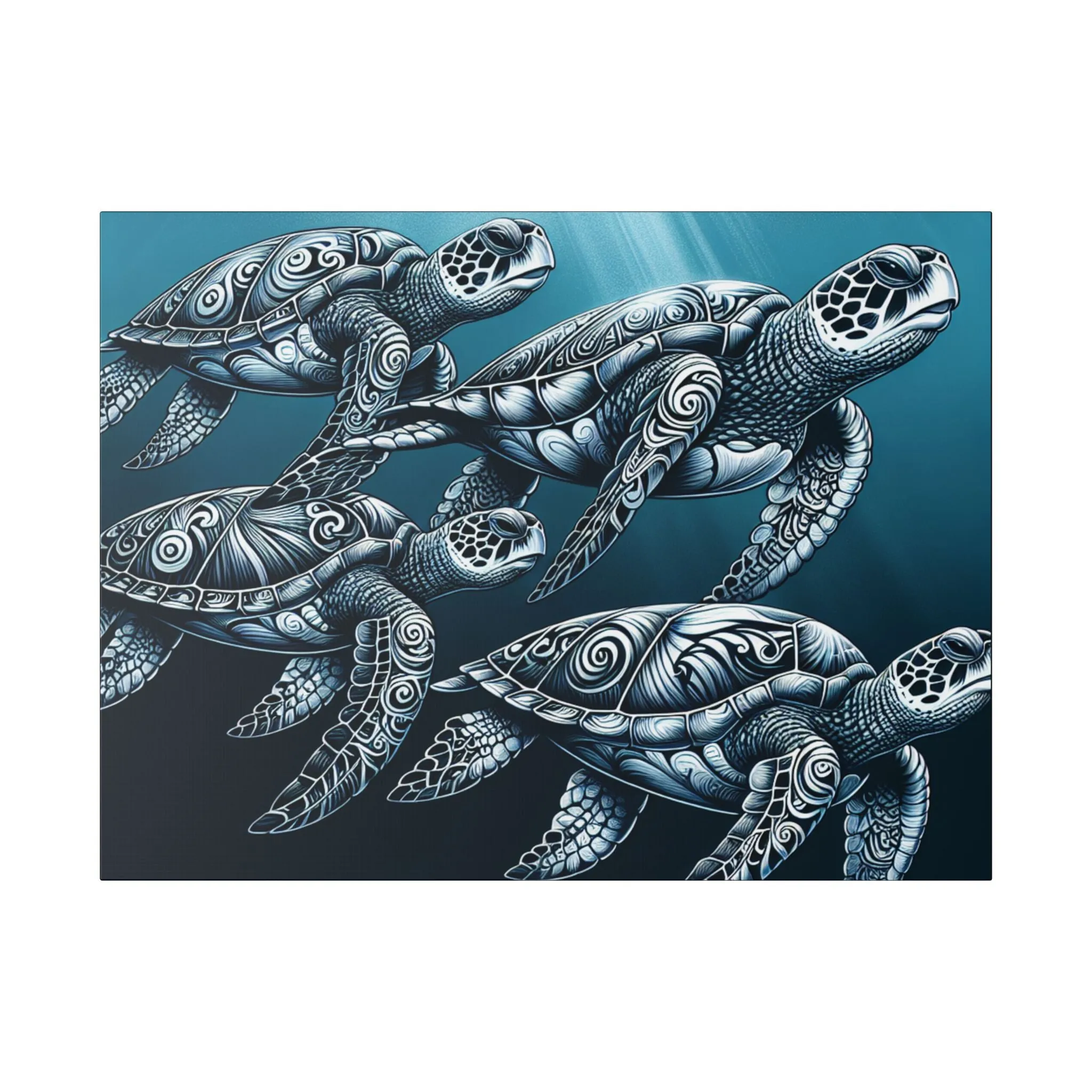Ocean Turtle Stretched Canvas Art - Nautical Décor for Marine Life Lovers