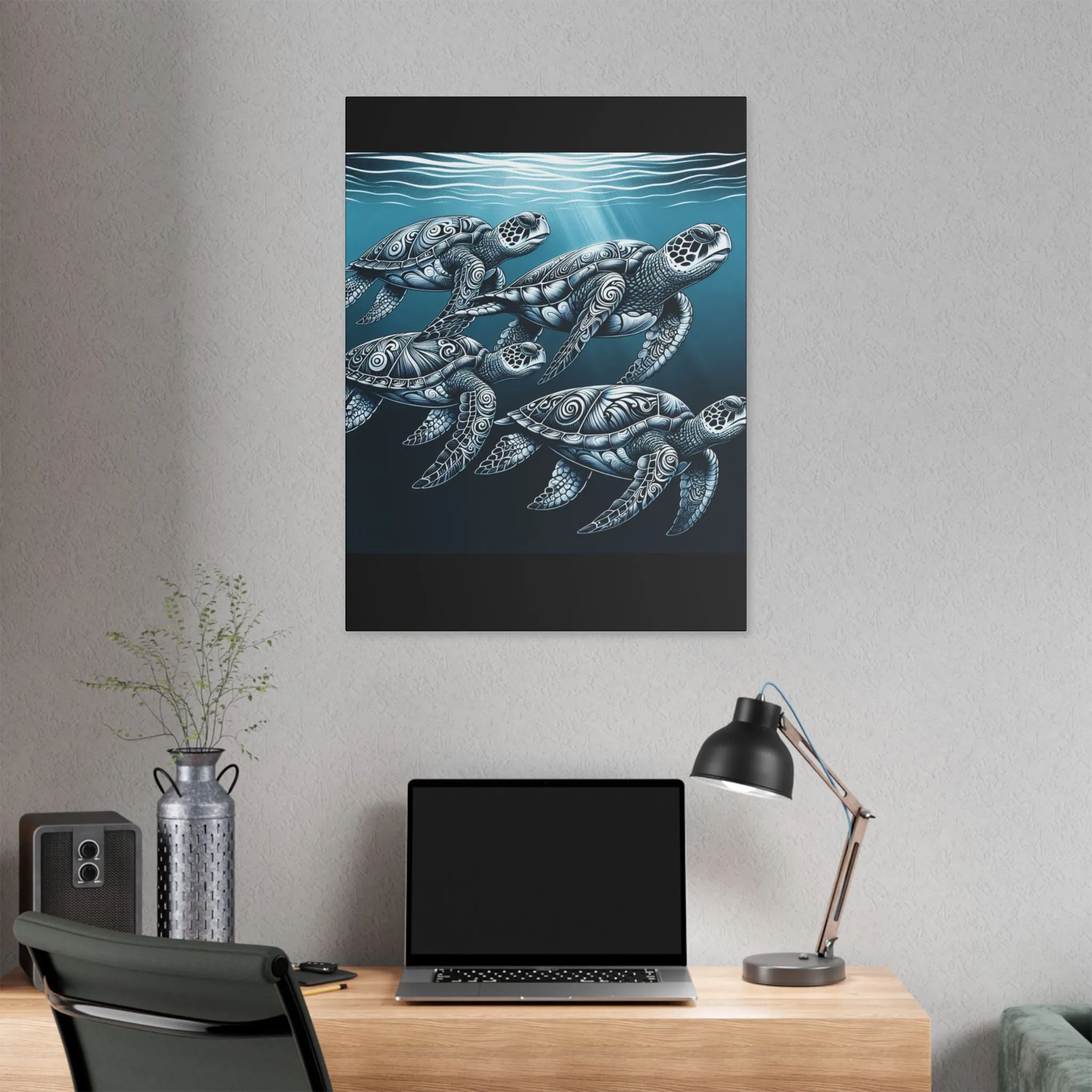 Ocean Turtle Stretched Canvas Art - Nautical Décor for Marine Life Lovers