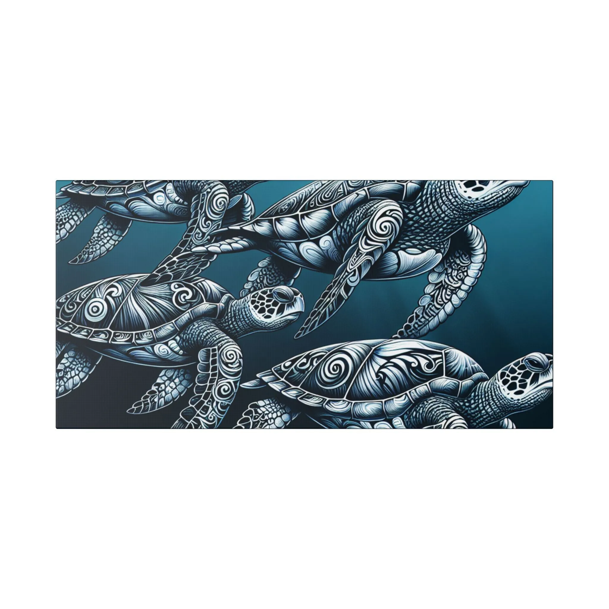 Ocean Turtle Stretched Canvas Art - Nautical Décor for Marine Life Lovers