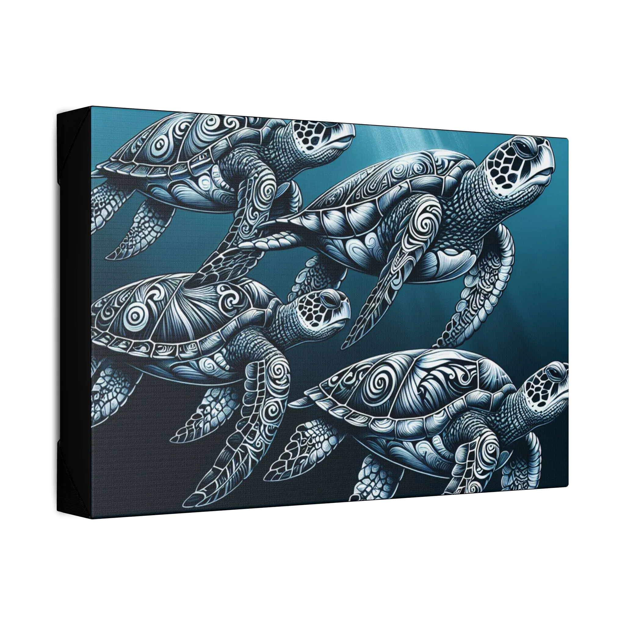 Ocean Turtle Stretched Canvas Art - Nautical Décor for Marine Life Lovers