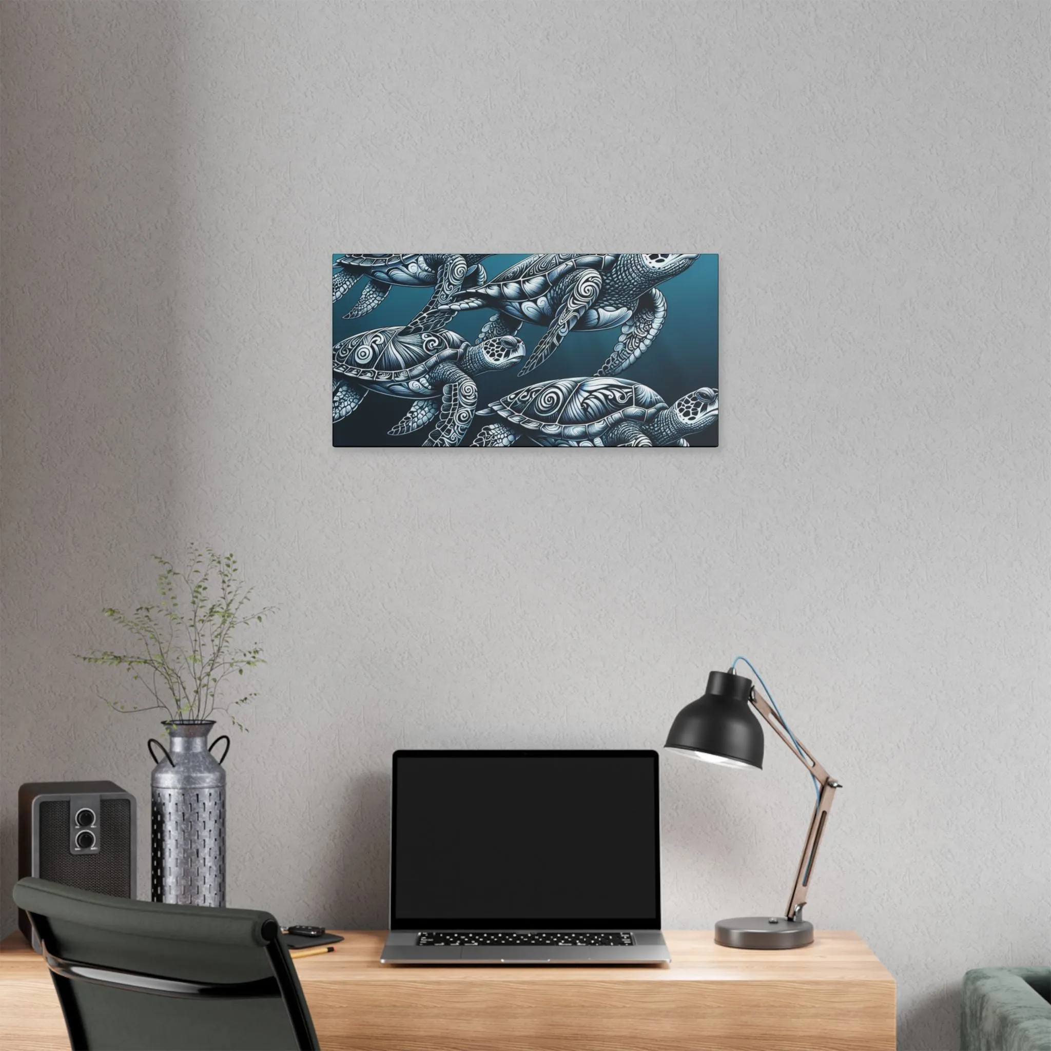 Ocean Turtle Stretched Canvas Art - Nautical Décor for Marine Life Lovers
