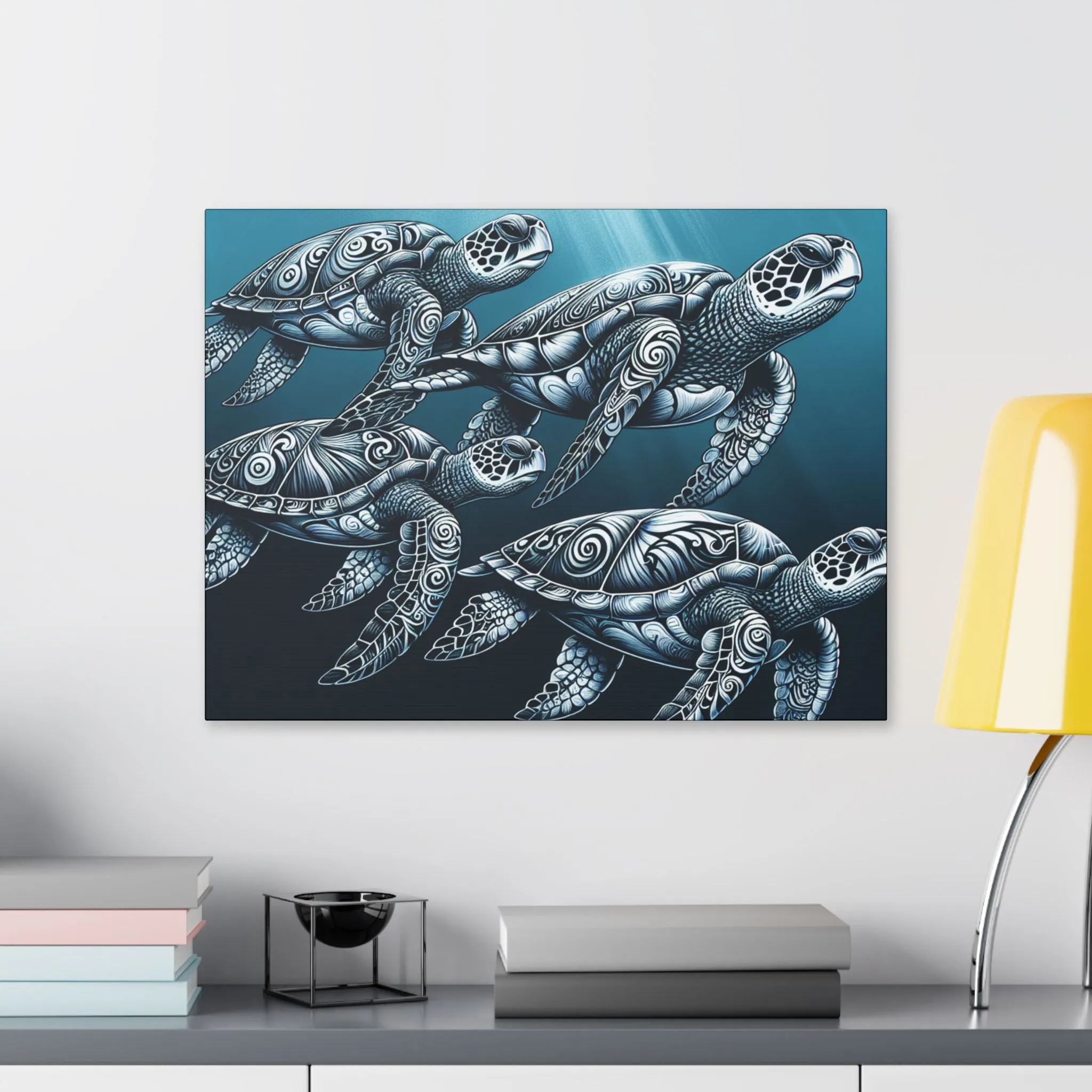 Ocean Turtle Stretched Canvas Art - Nautical Décor for Marine Life Lovers
