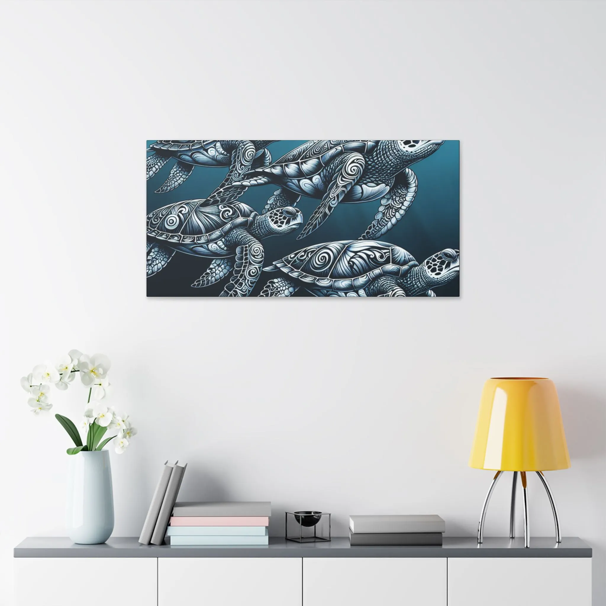 Ocean Turtle Stretched Canvas Art - Nautical Décor for Marine Life Lovers