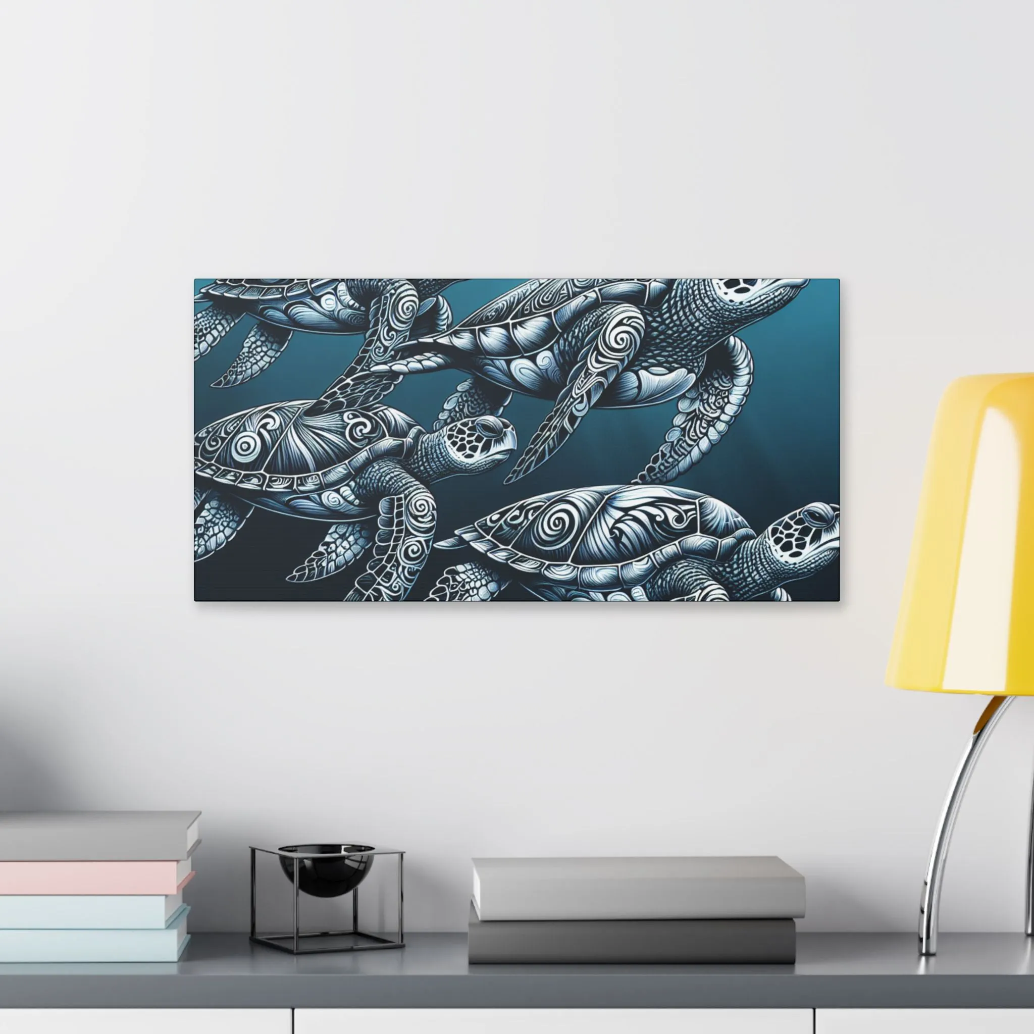Ocean Turtle Stretched Canvas Art - Nautical Décor for Marine Life Lovers