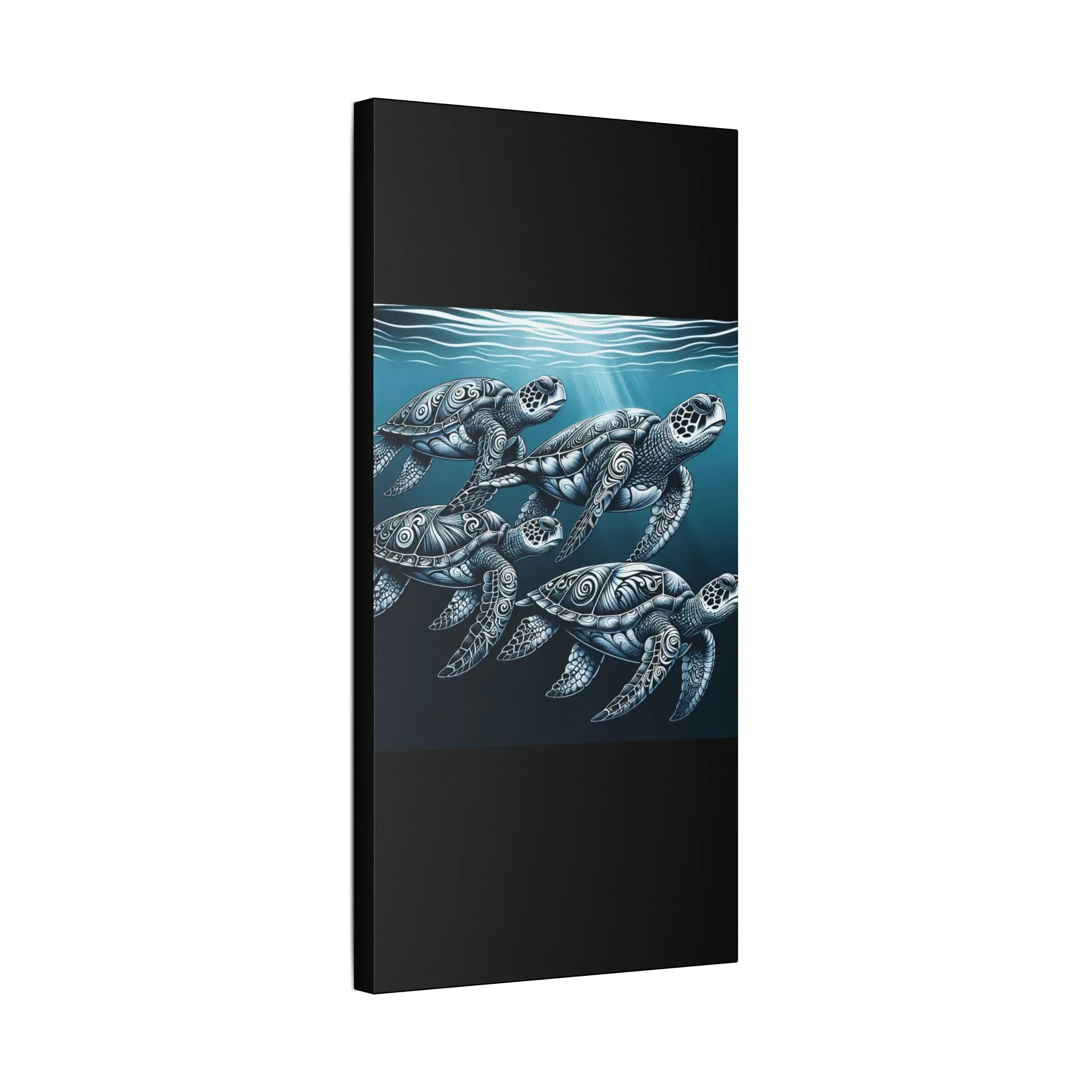 Ocean Turtle Stretched Canvas Art - Nautical Décor for Marine Life Lovers