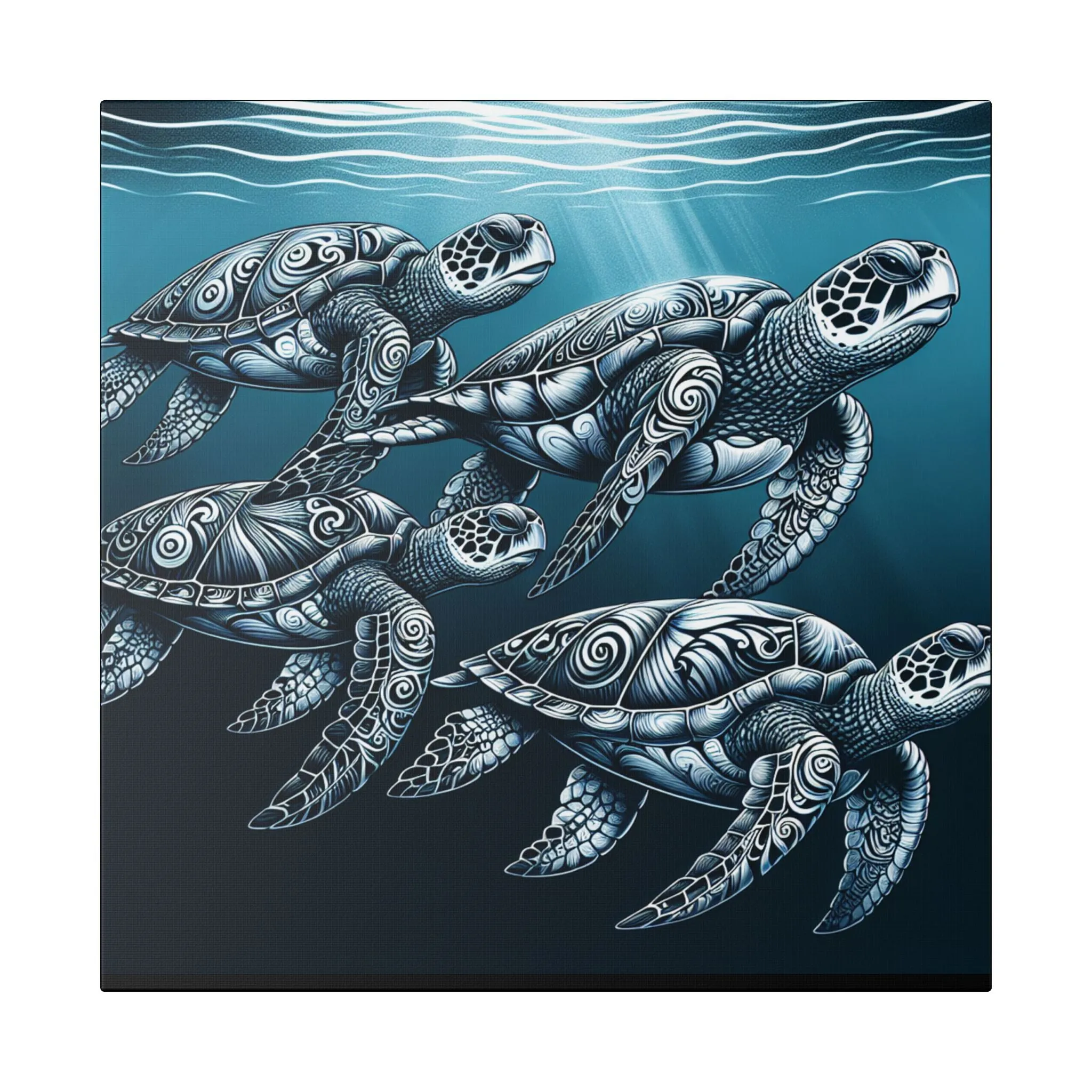 Ocean Turtle Stretched Canvas Art - Nautical Décor for Marine Life Lovers
