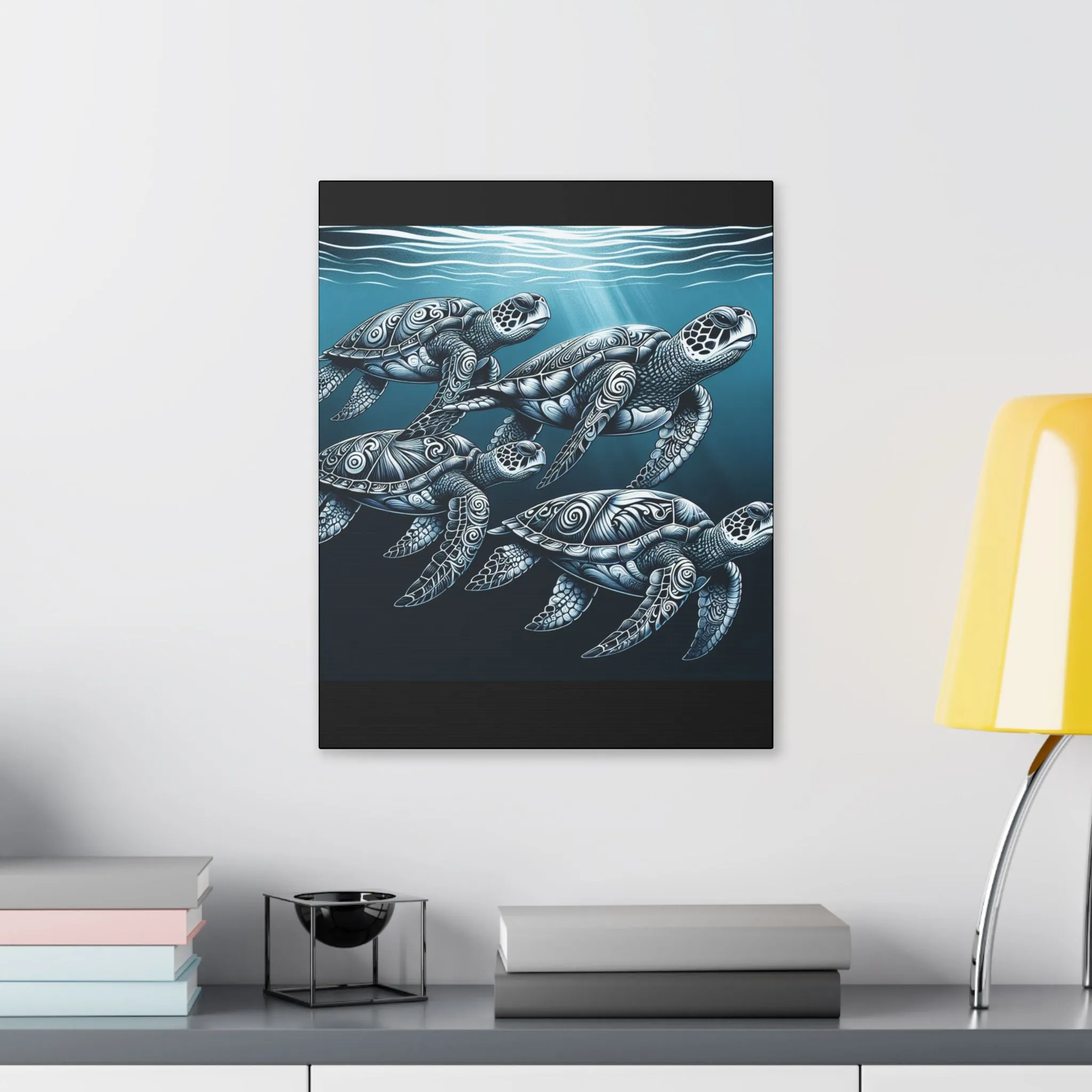 Ocean Turtle Stretched Canvas Art - Nautical Décor for Marine Life Lovers