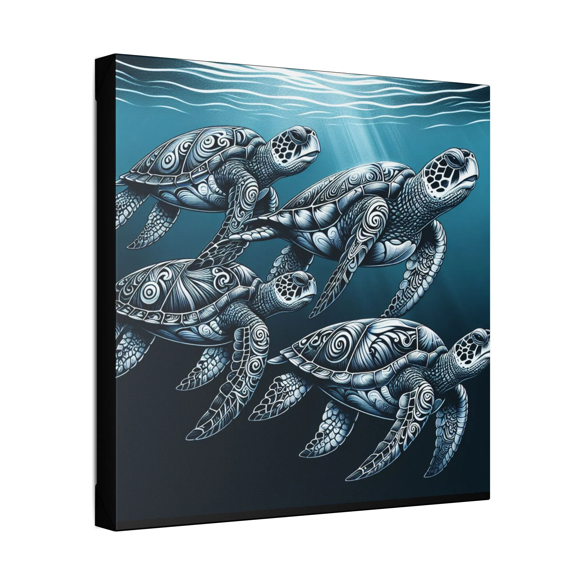 Ocean Turtle Stretched Canvas Art - Nautical Décor for Marine Life Lovers