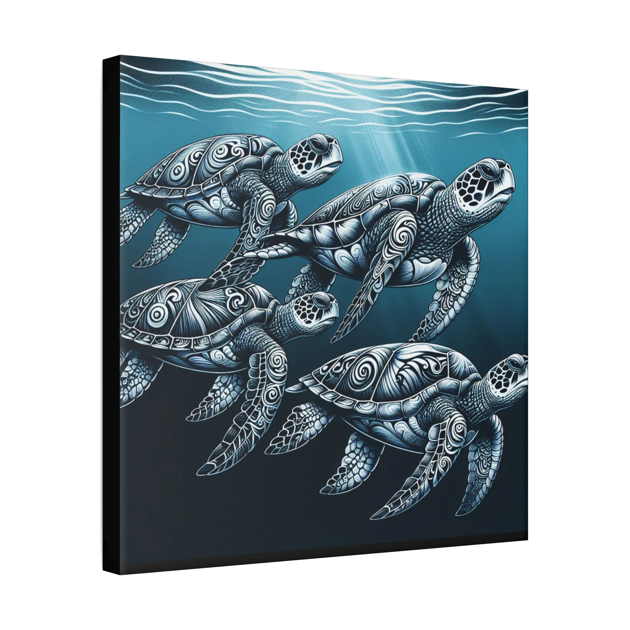 Ocean Turtle Stretched Canvas Art - Nautical Décor for Marine Life Lovers