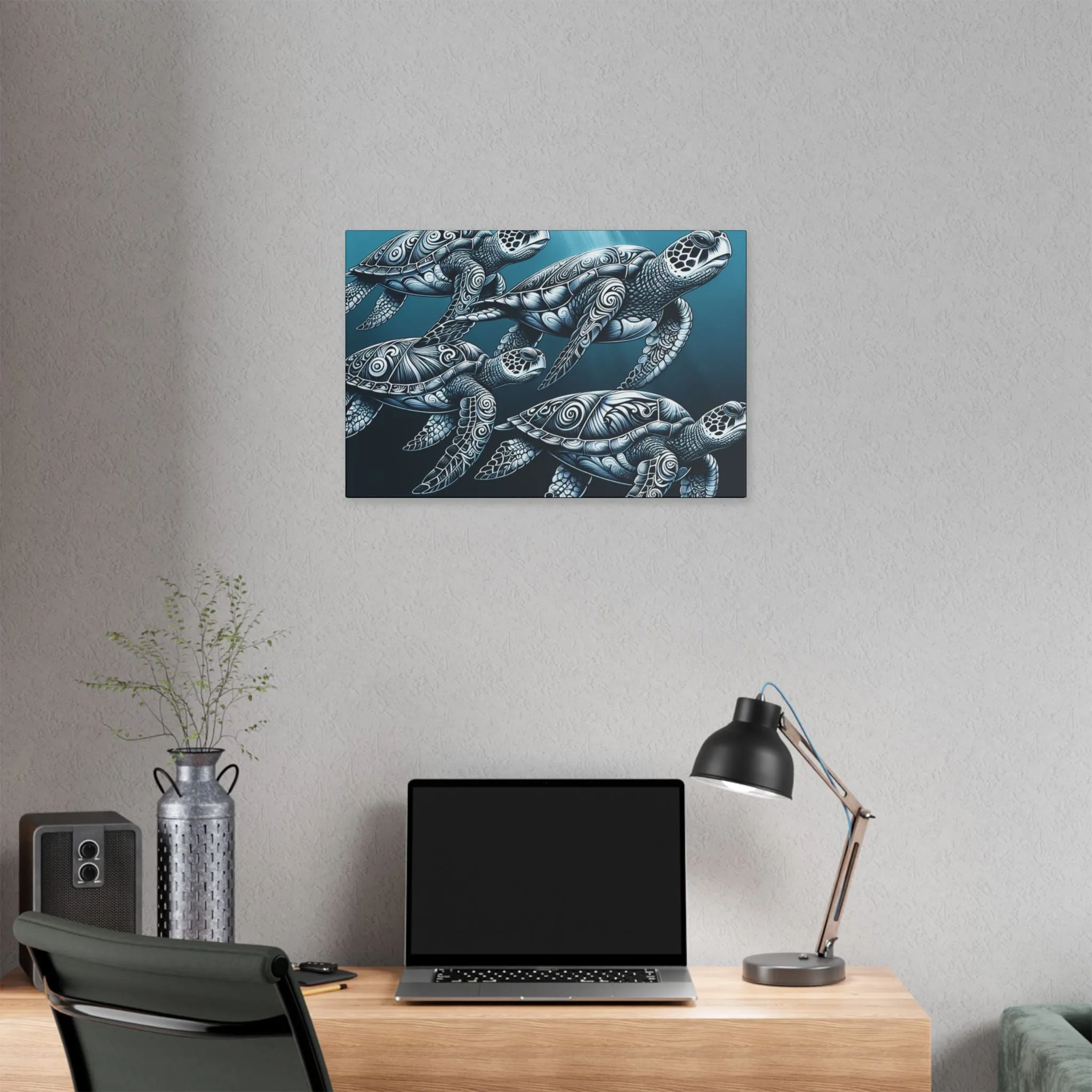 Ocean Turtle Stretched Canvas Art - Nautical Décor for Marine Life Lovers