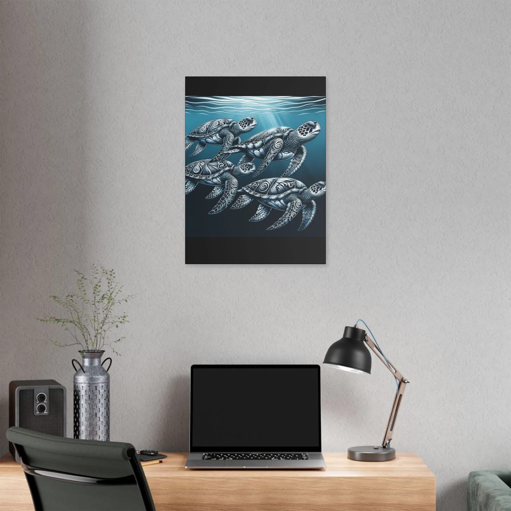Ocean Turtle Stretched Canvas Art - Nautical Décor for Marine Life Lovers