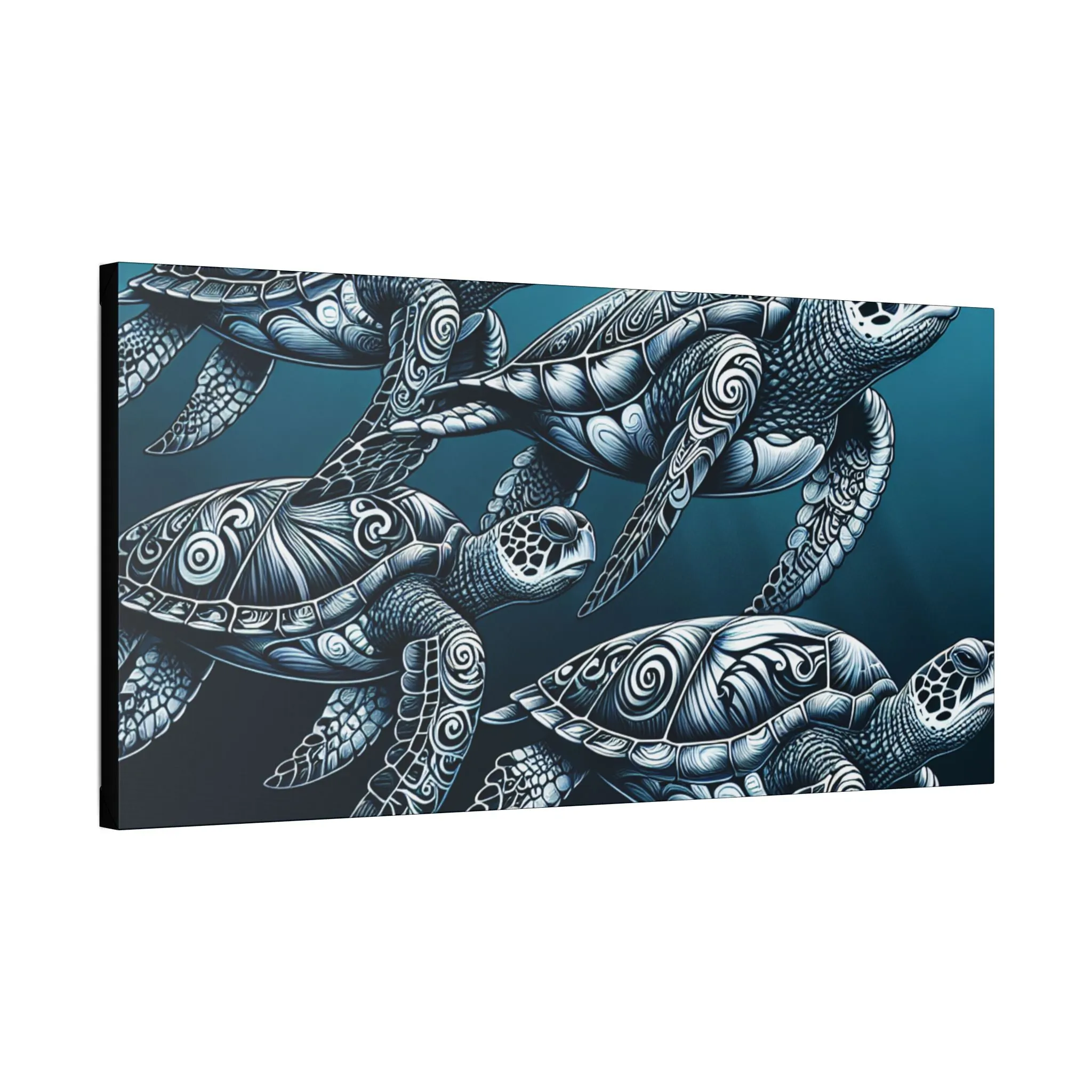 Ocean Turtle Stretched Canvas Art - Nautical Décor for Marine Life Lovers
