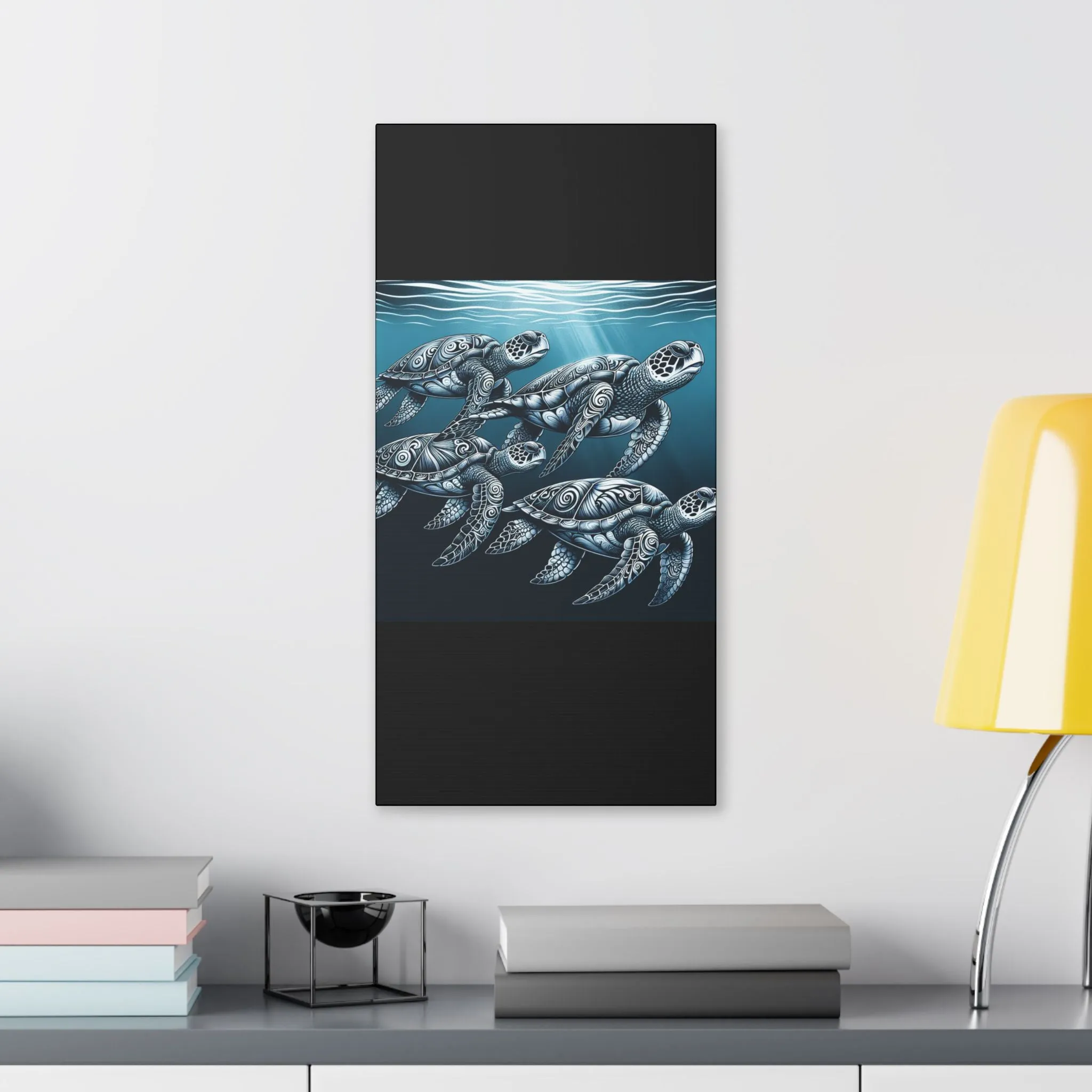 Ocean Turtle Stretched Canvas Art - Nautical Décor for Marine Life Lovers