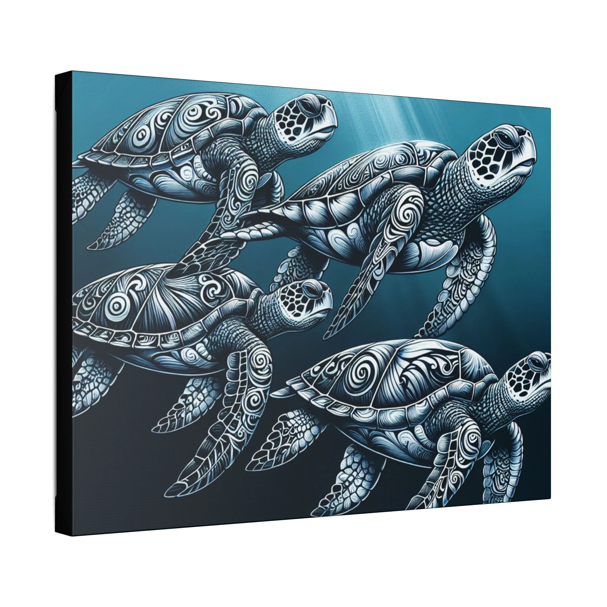 Ocean Turtle Stretched Canvas Art - Nautical Décor for Marine Life Lovers