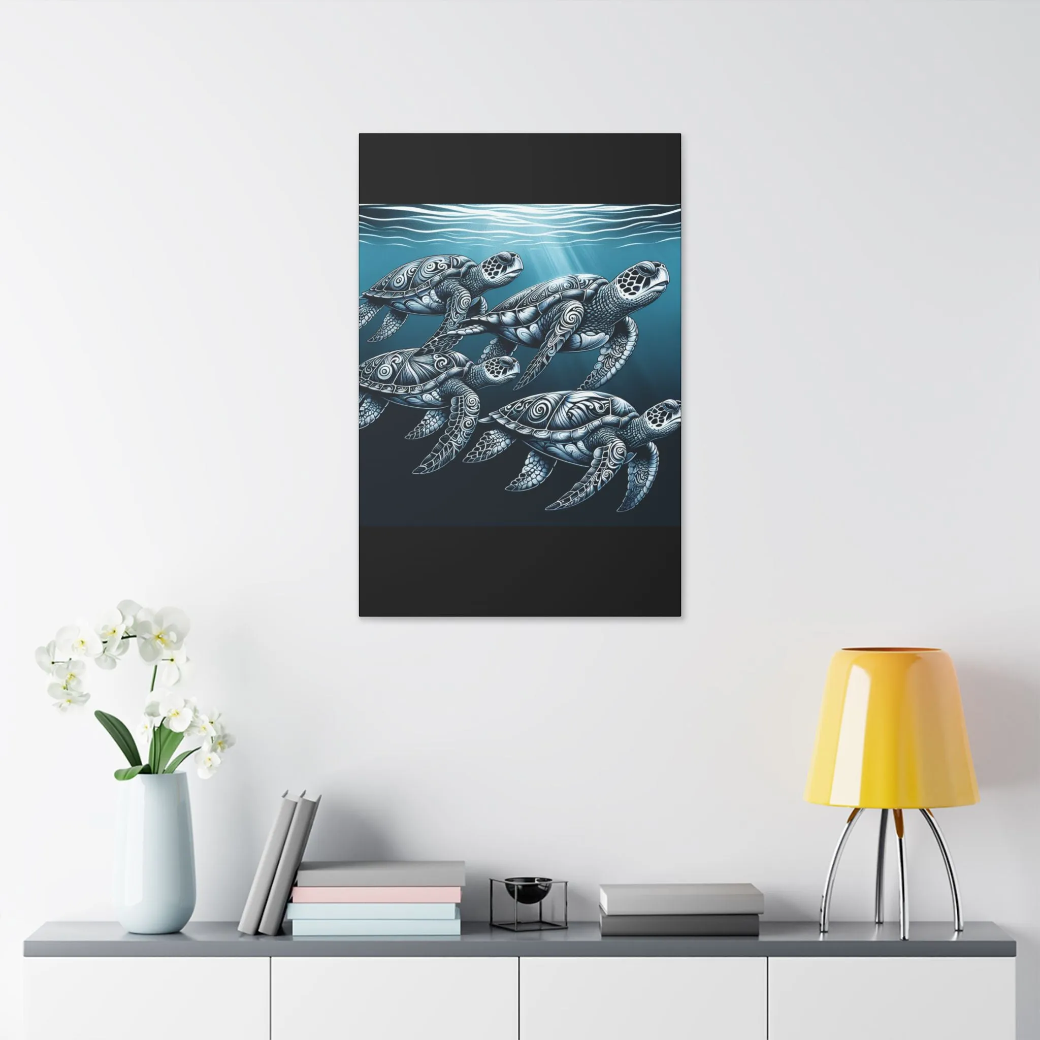 Ocean Turtle Stretched Canvas Art - Nautical Décor for Marine Life Lovers