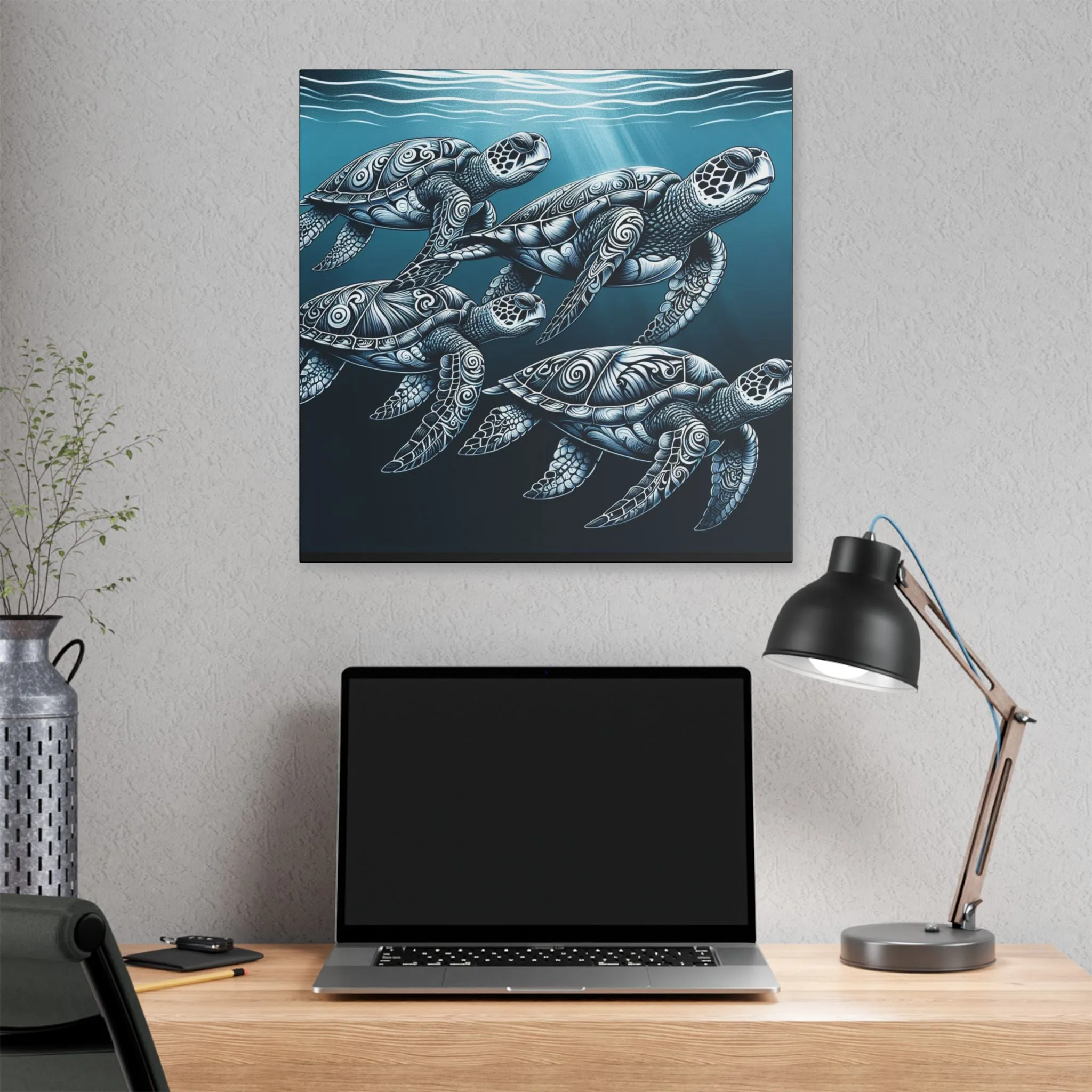 Ocean Turtle Stretched Canvas Art - Nautical Décor for Marine Life Lovers