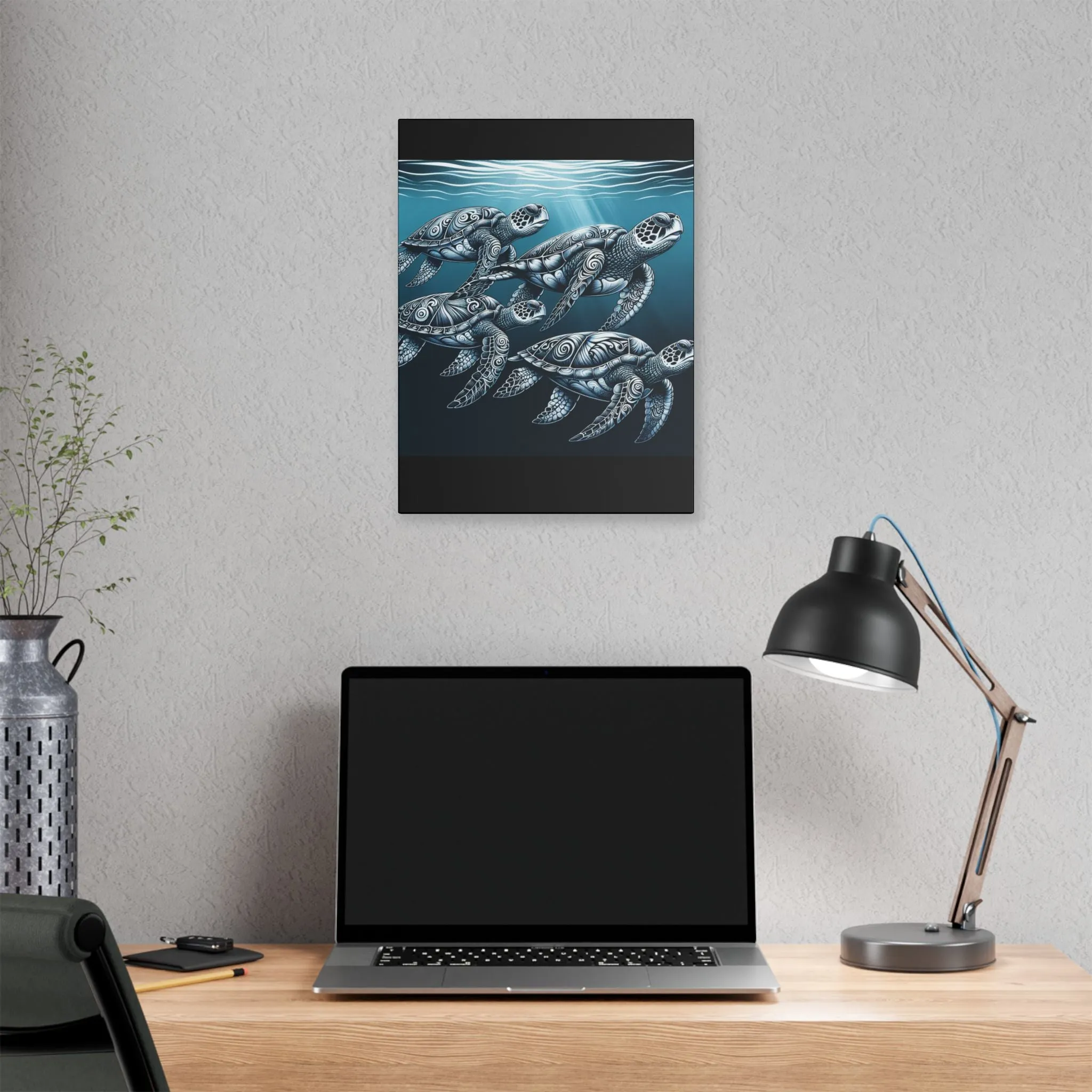 Ocean Turtle Stretched Canvas Art - Nautical Décor for Marine Life Lovers