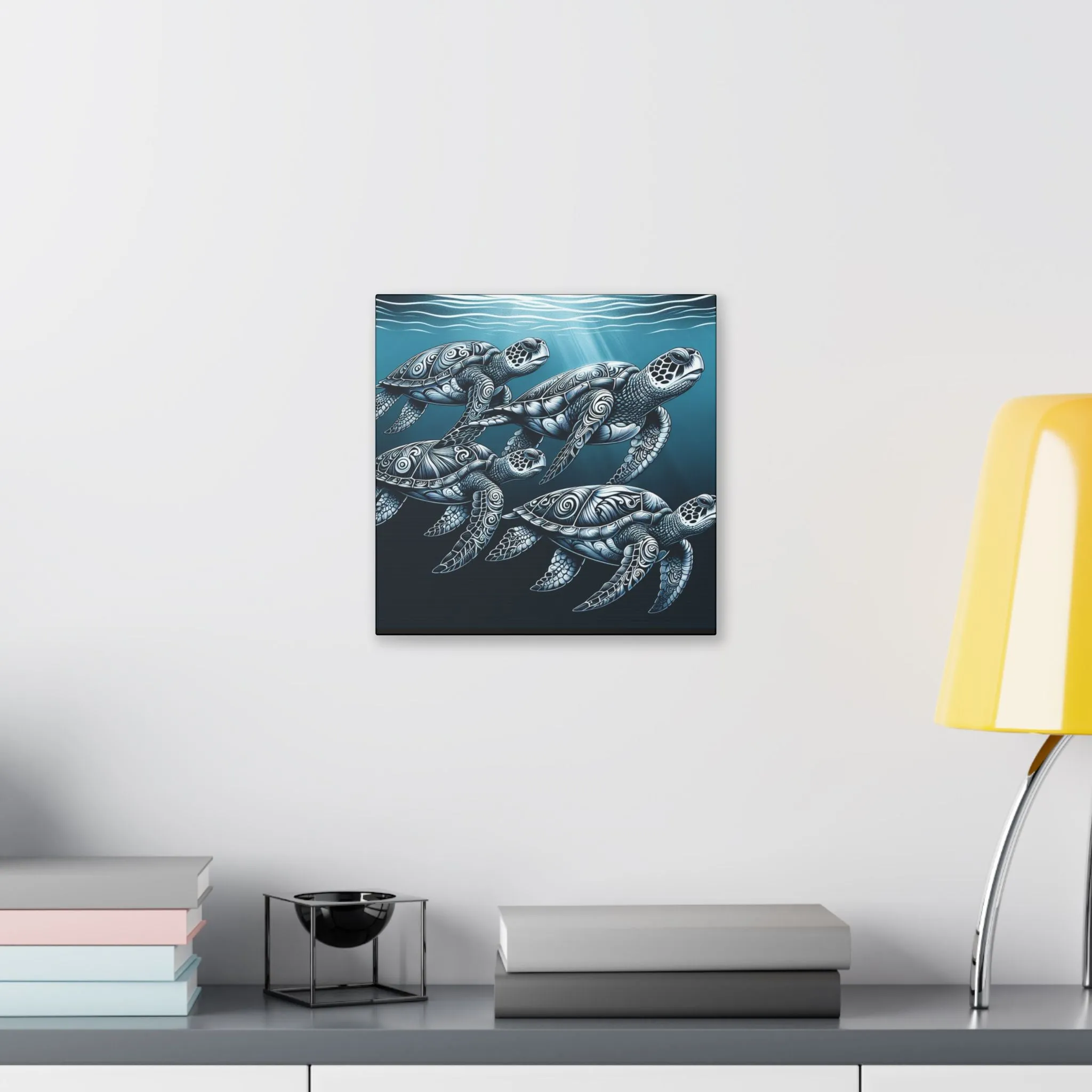 Ocean Turtle Stretched Canvas Art - Nautical Décor for Marine Life Lovers